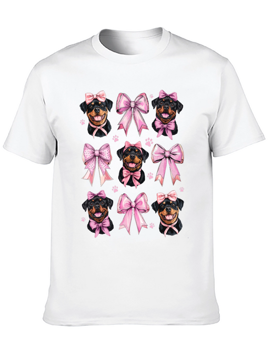 Rottweiler Dog Pink Bow T-Shirt