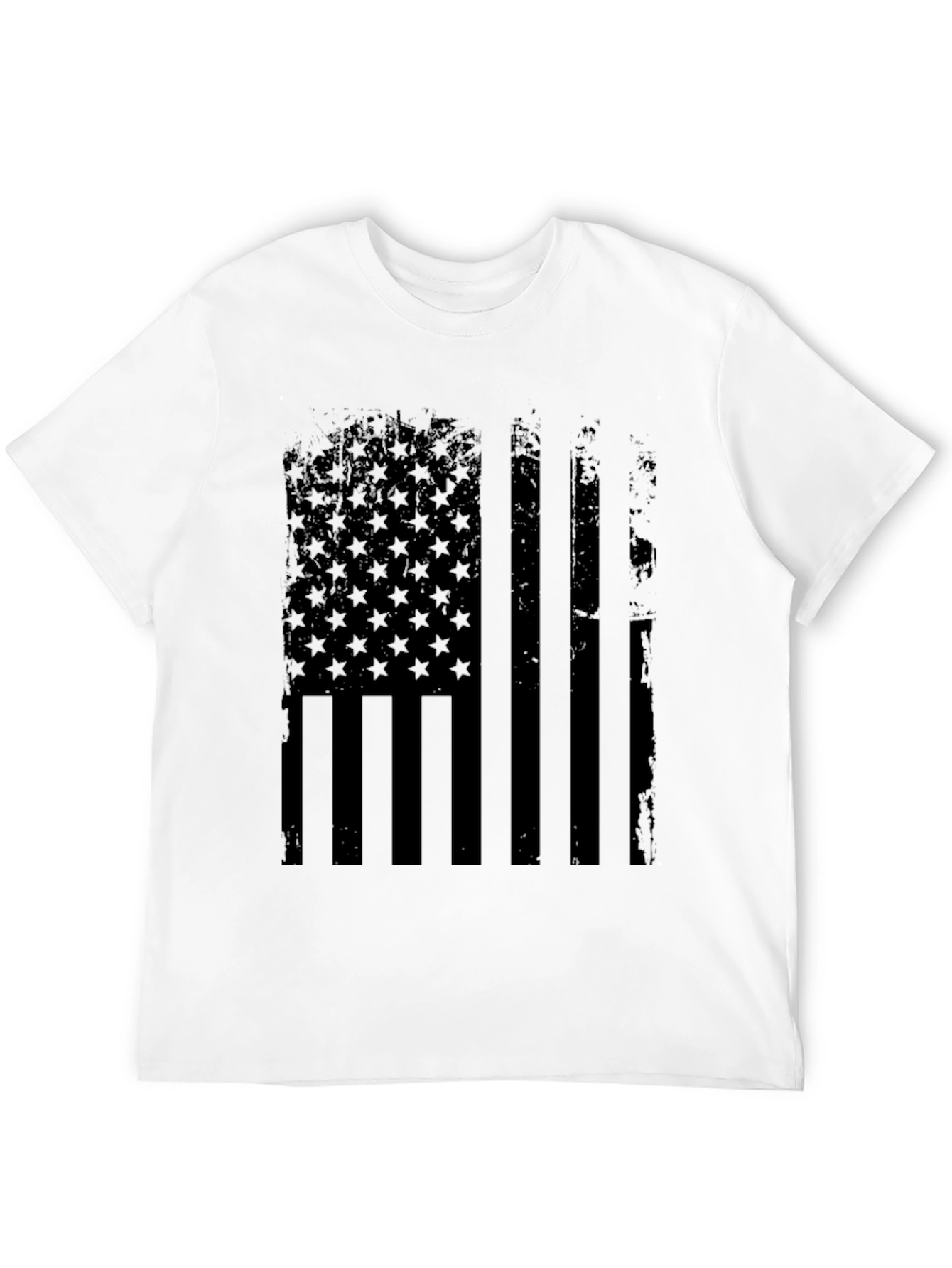 Distressed American Flag Graphic Tee - Black