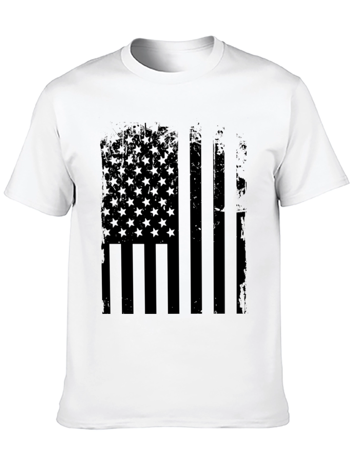 Distressed American Flag Graphic Tee - Black
