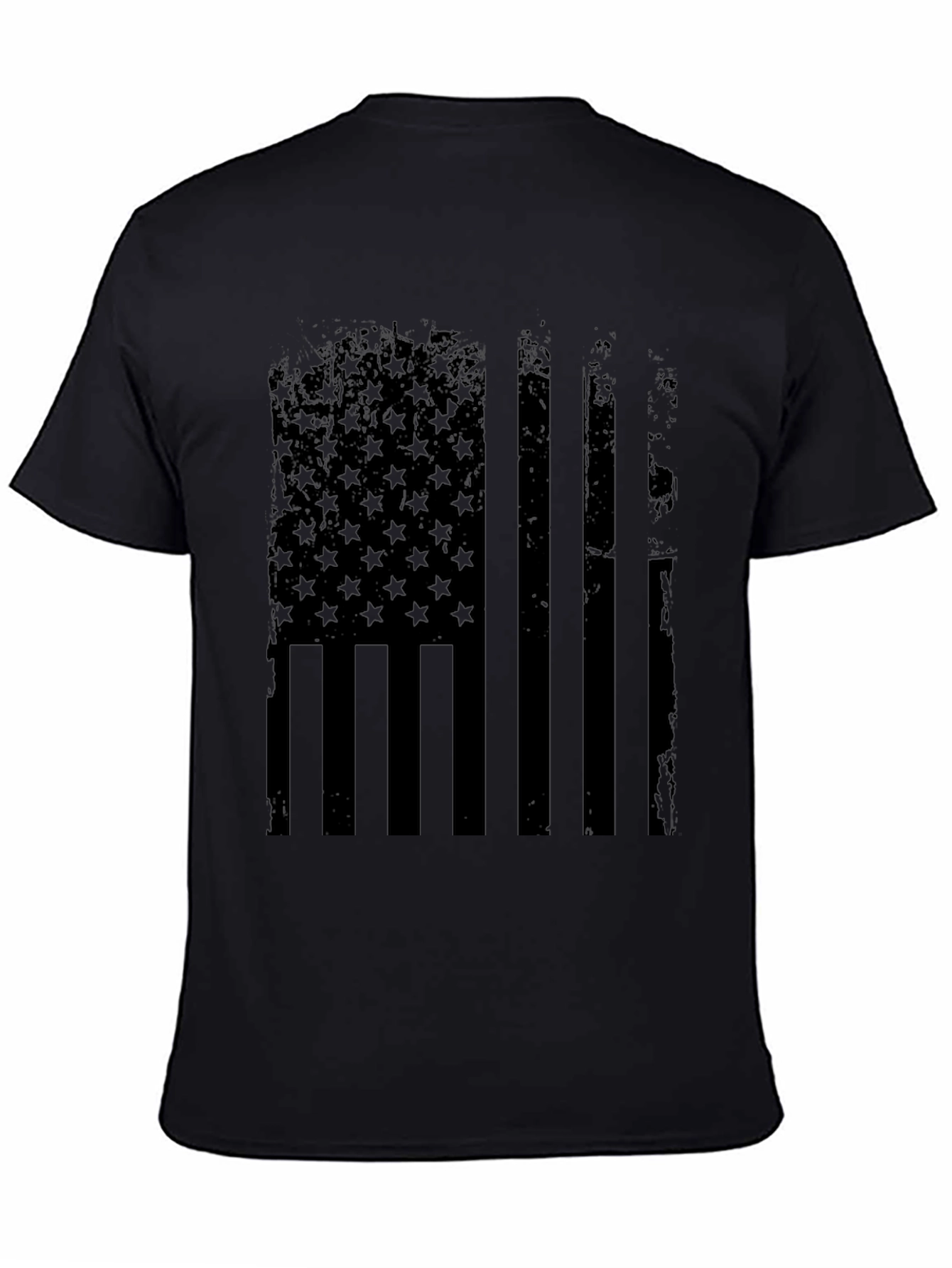 Distressed American Flag Graphic Tee - Black