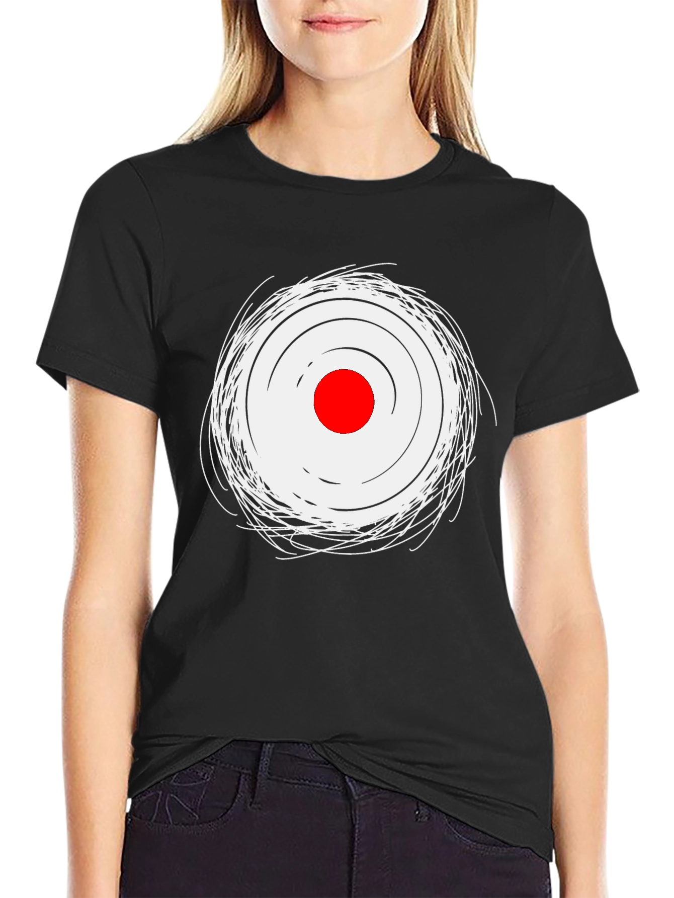 Mens Black Tee with Abstract Target Graphic