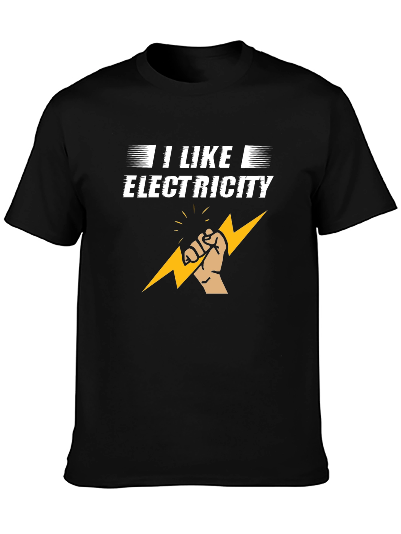 I Like Electricity Graphic Print Black T-Shirt