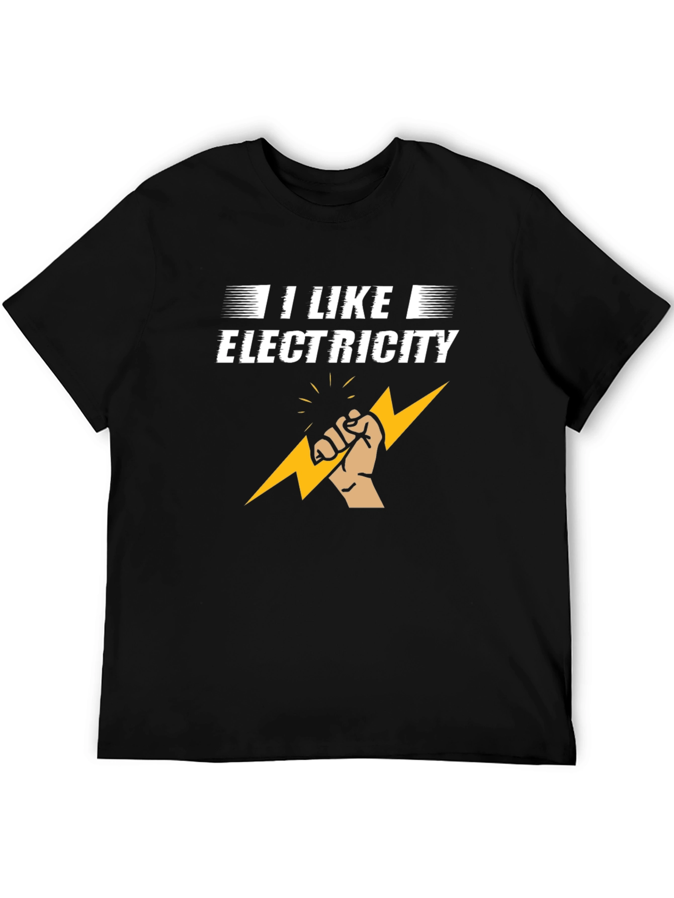 I Like Electricity Graphic Print Black T-Shirt