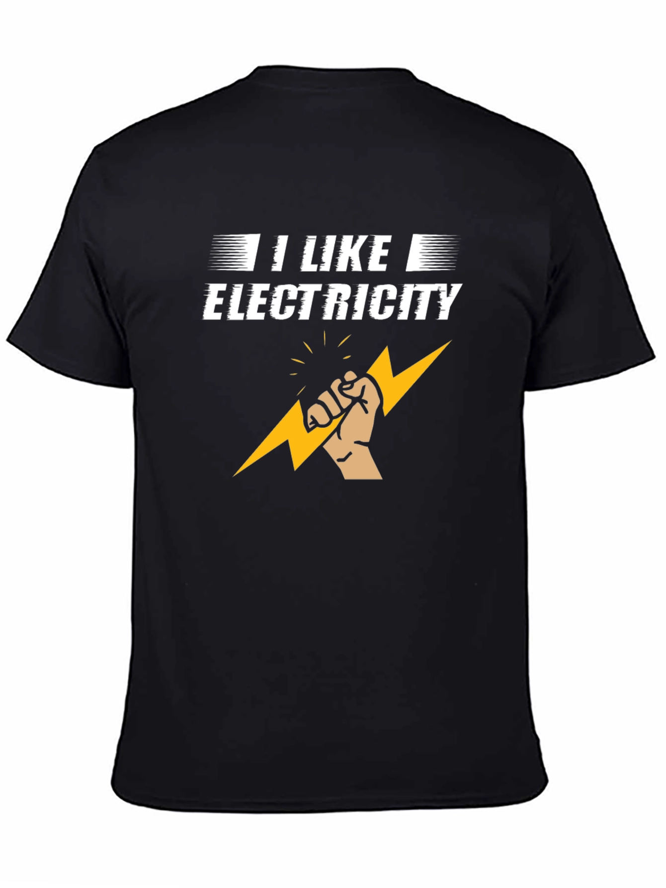 I Like Electricity Graphic Print Black T-Shirt