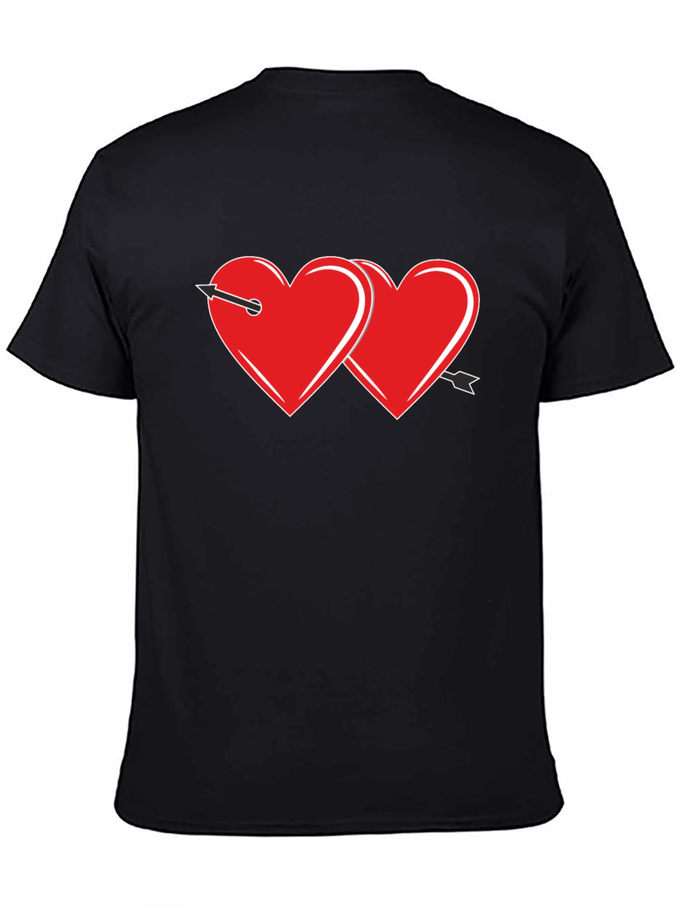 Heart Arrow Graphic Tee - Black Cotton Casual Shirt