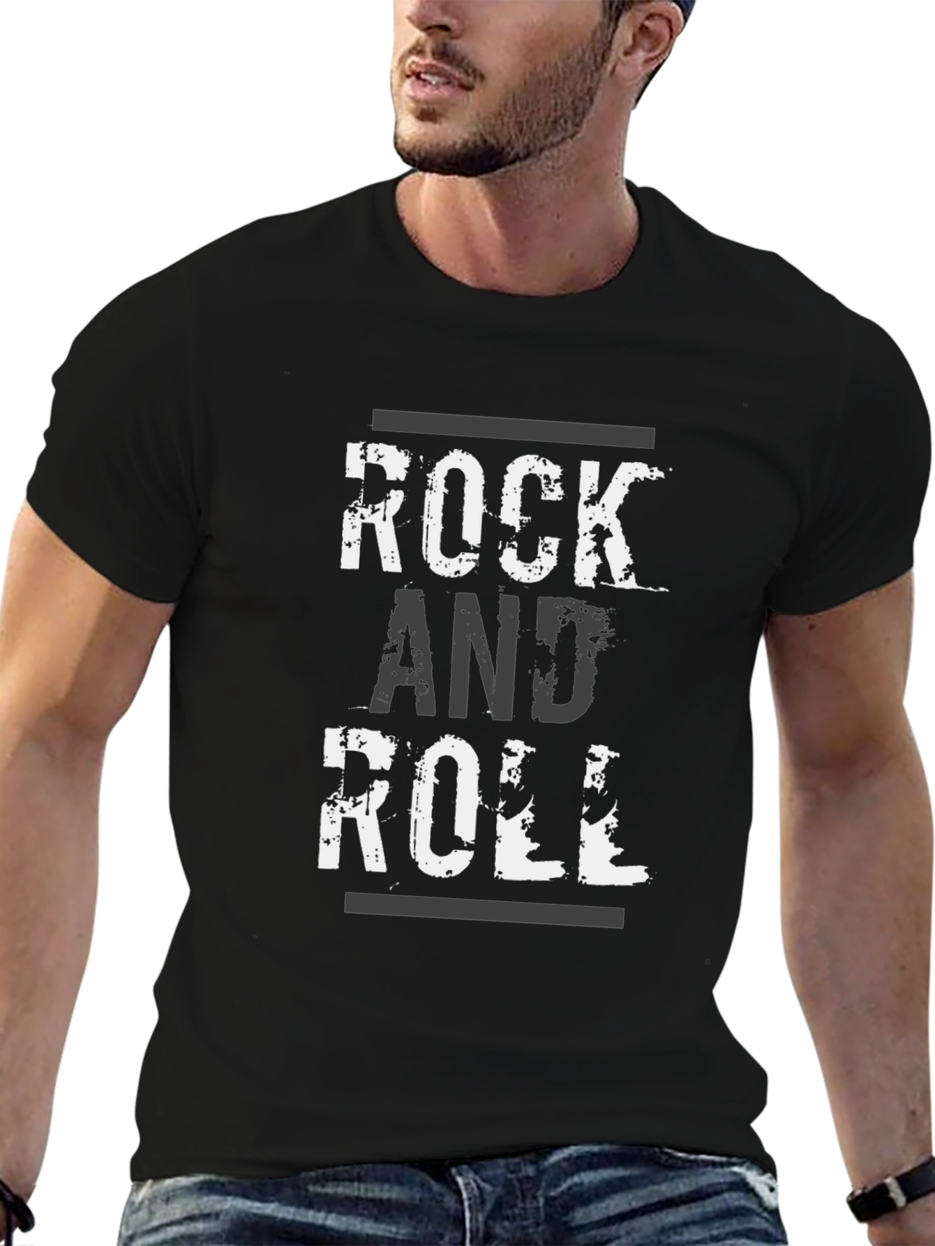 Rock and Roll Distressed Graphic T-Shirt