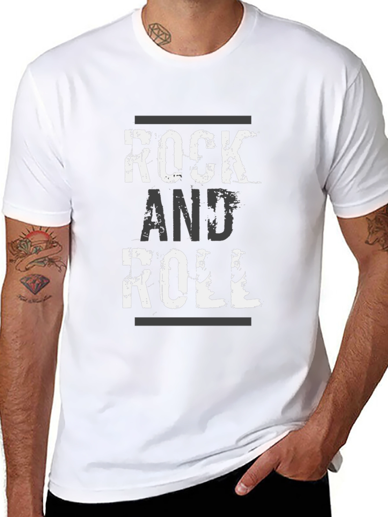 Rock and Roll Distressed Graphic T-Shirt