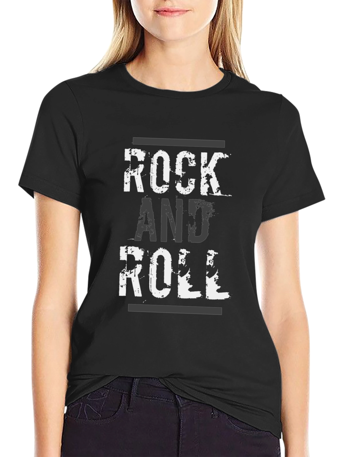 Rock and Roll Distressed Graphic T-Shirt