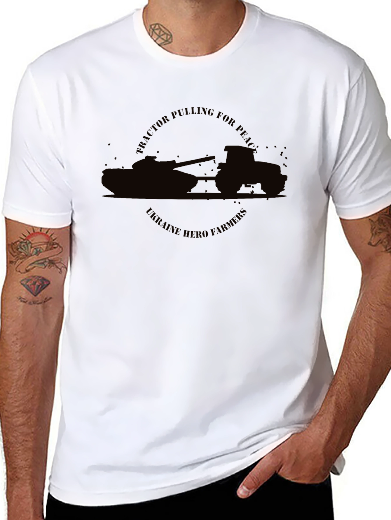 Ukraine Hero Farmers Tractor Pulling Peace T-Shirt
