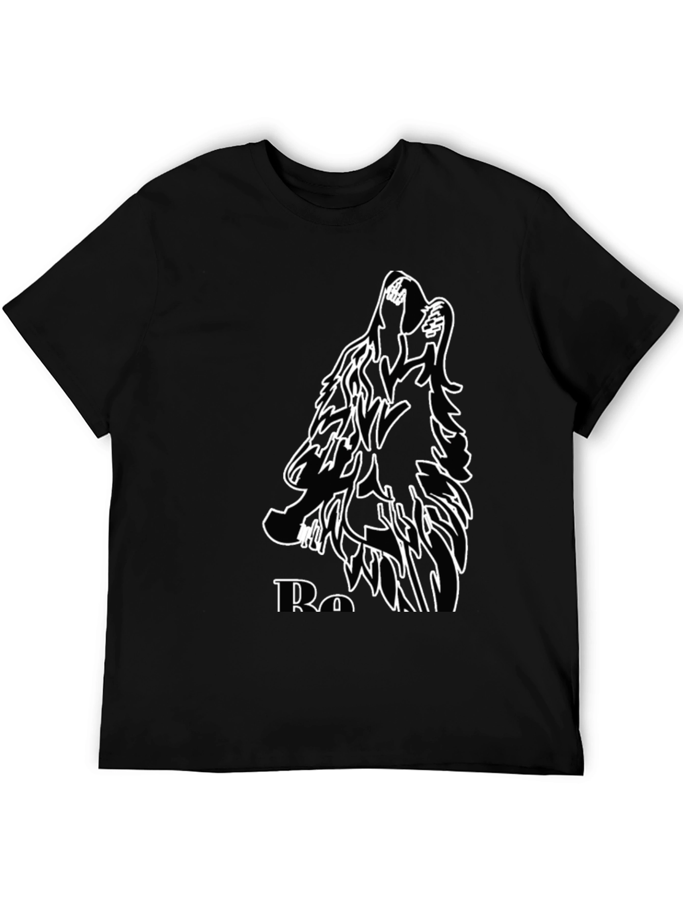 Black Wolf Graphic Tee - Howling Design