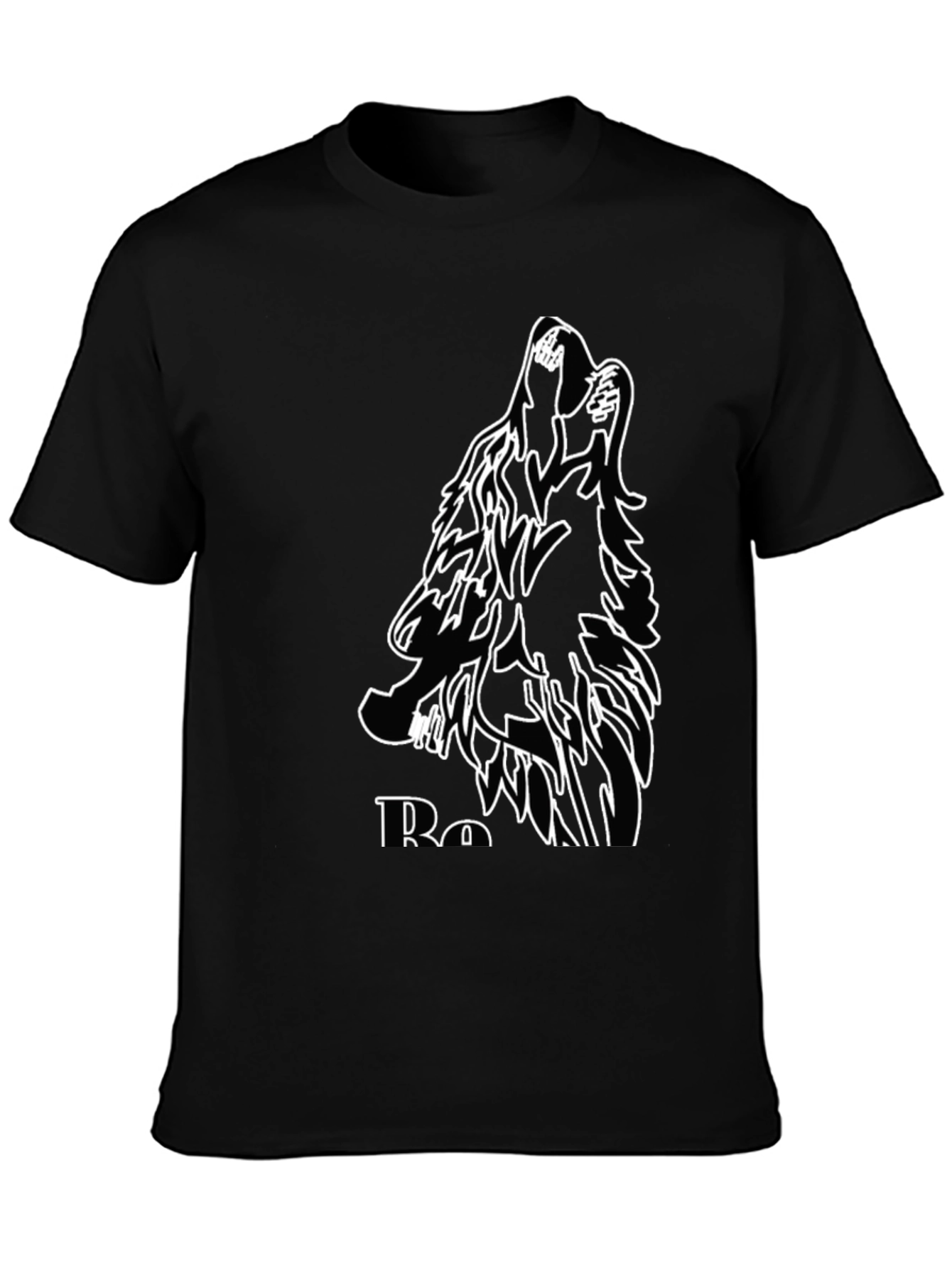 Black Wolf Graphic Tee - Howling Design