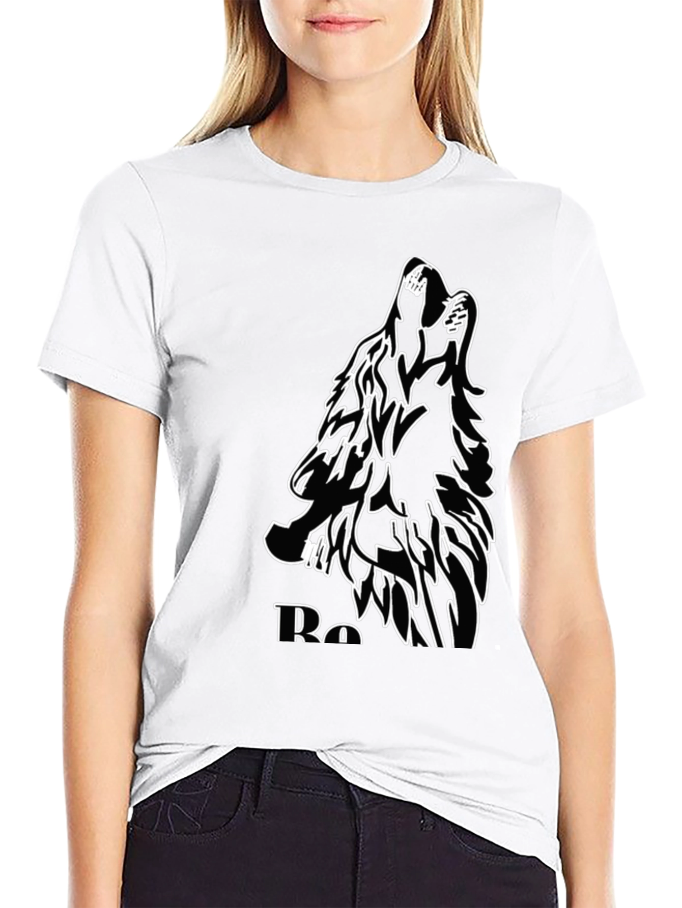 Black Wolf Graphic Tee - Howling Design