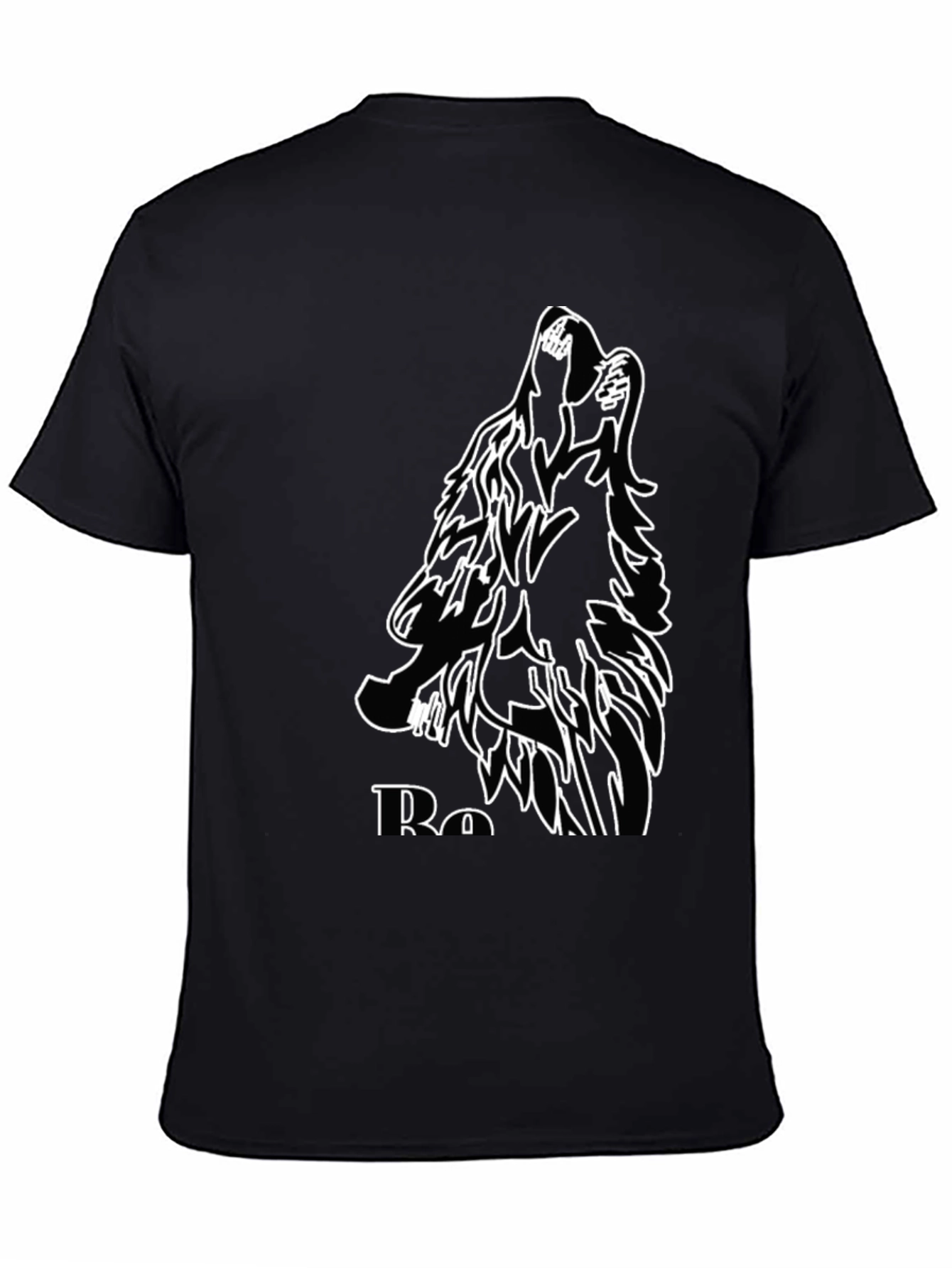 Black Wolf Graphic Tee - Howling Design