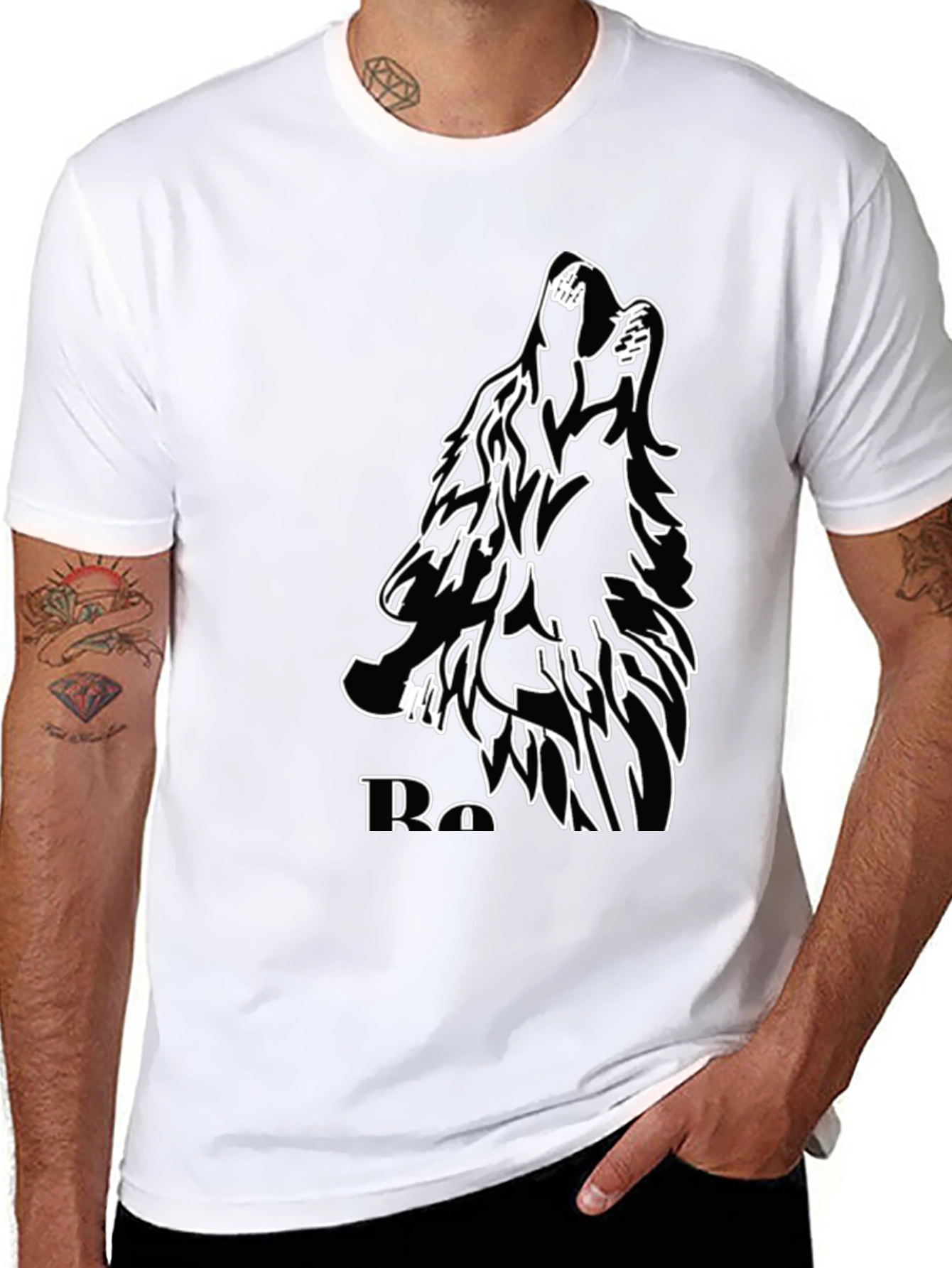 Black Wolf Graphic Tee - Howling Design