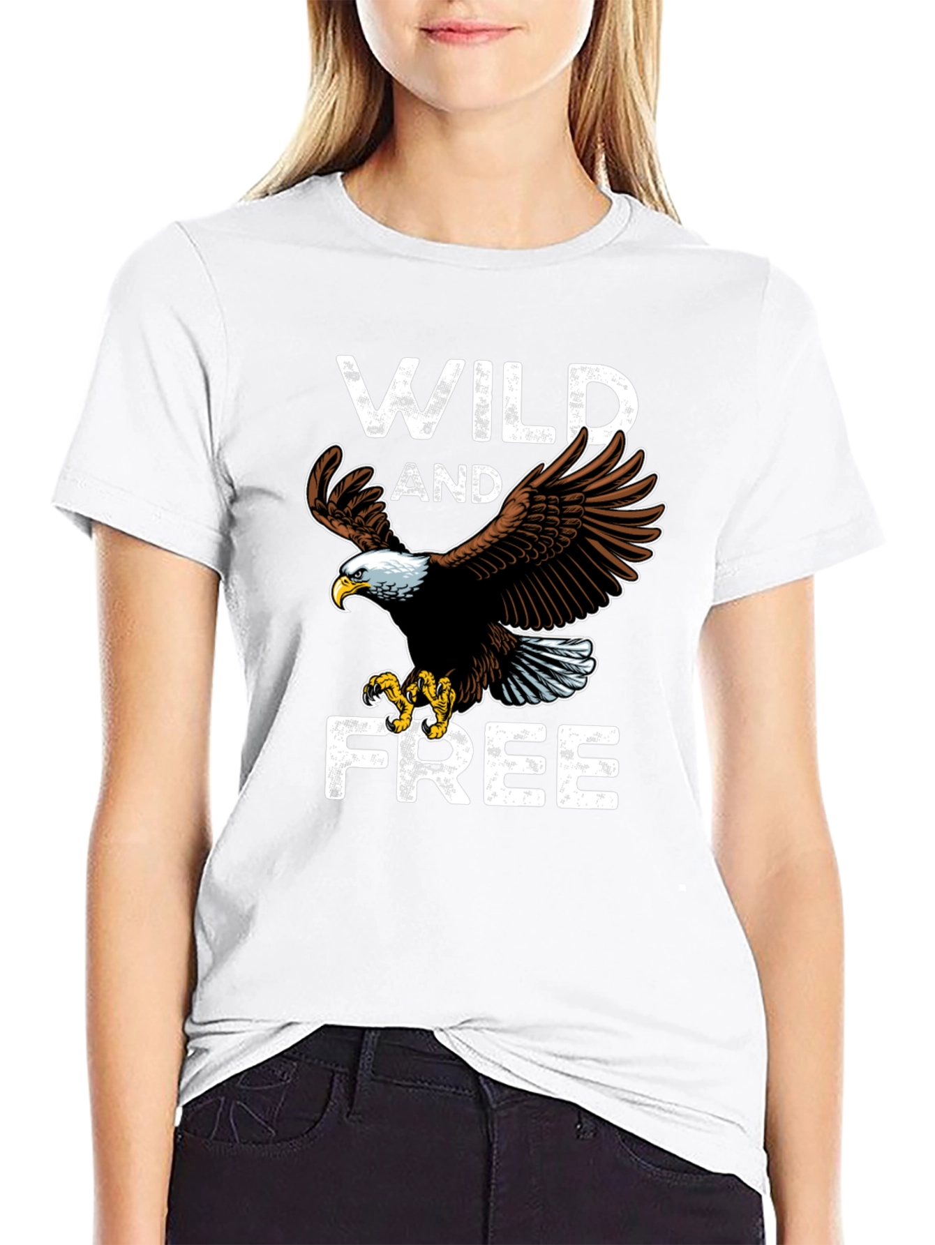 Wild and Free Eagle Graphic Tee - Black