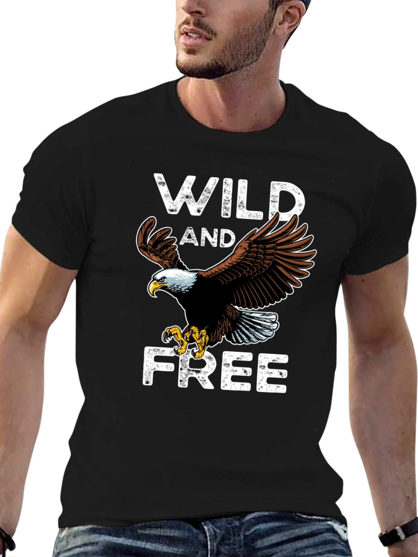 Wild and Free Eagle Graphic Tee - Black
