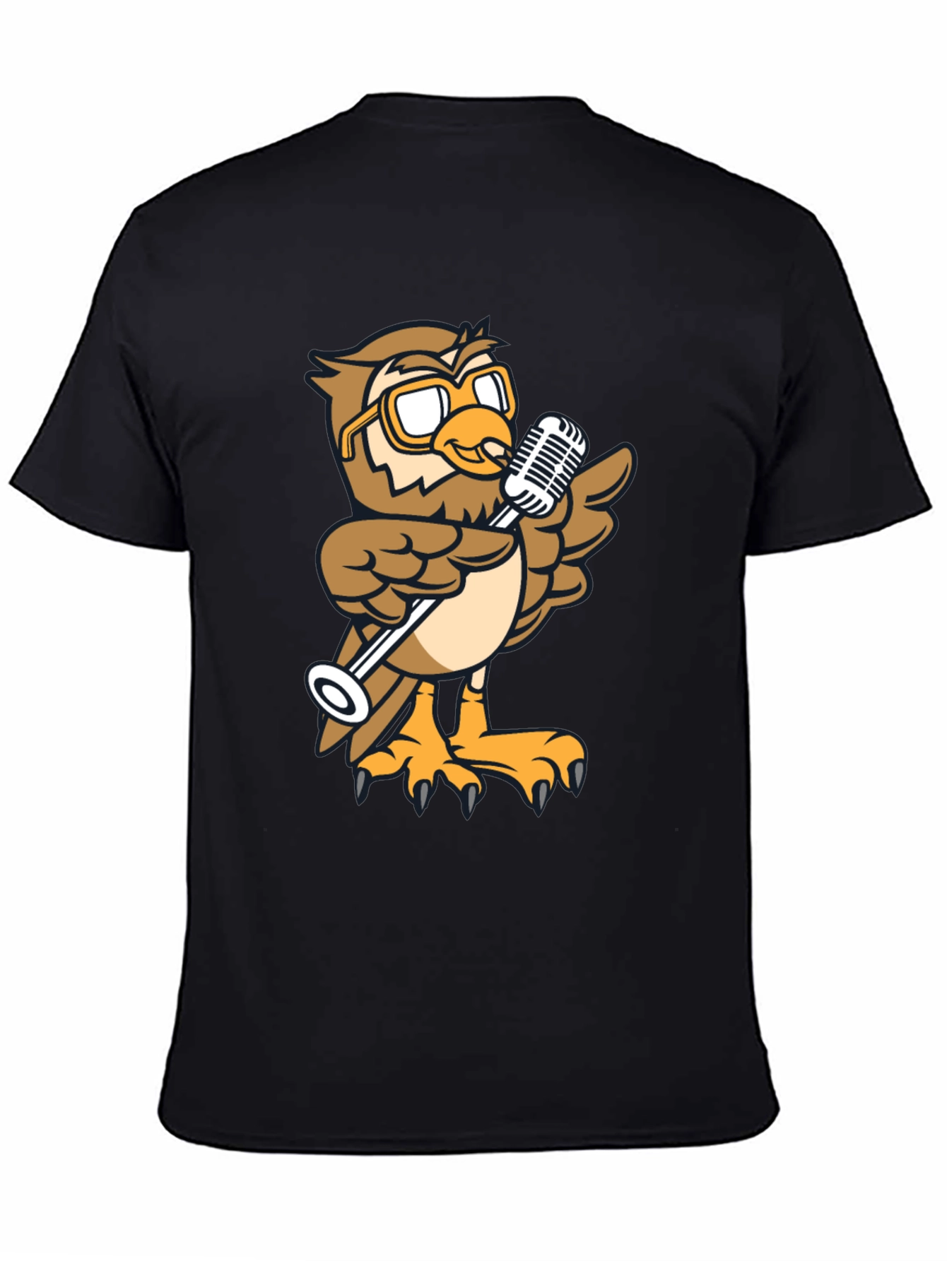 Cool Owl Singer Graphic Tee - Black