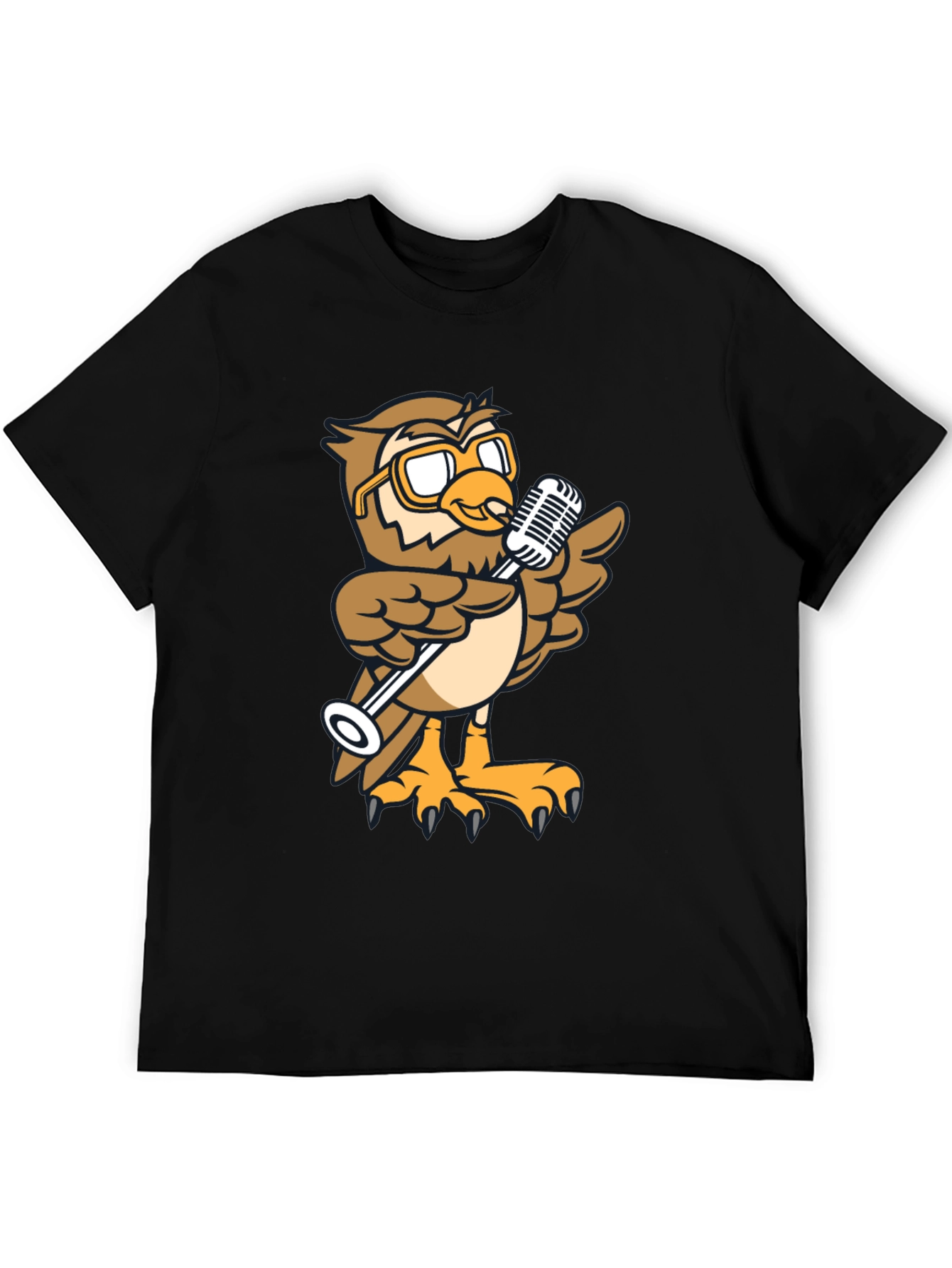 Cool Owl Singer Graphic Tee - Black