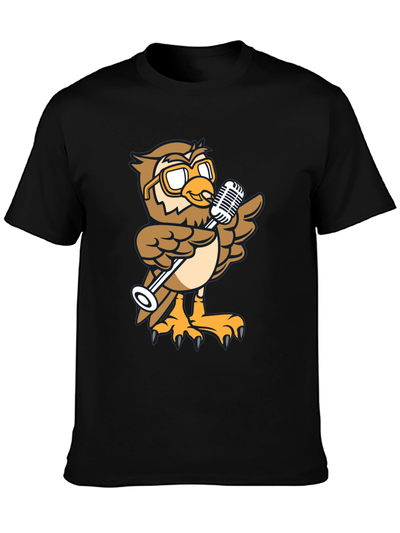 Cool Owl Singer Graphic Tee - Black