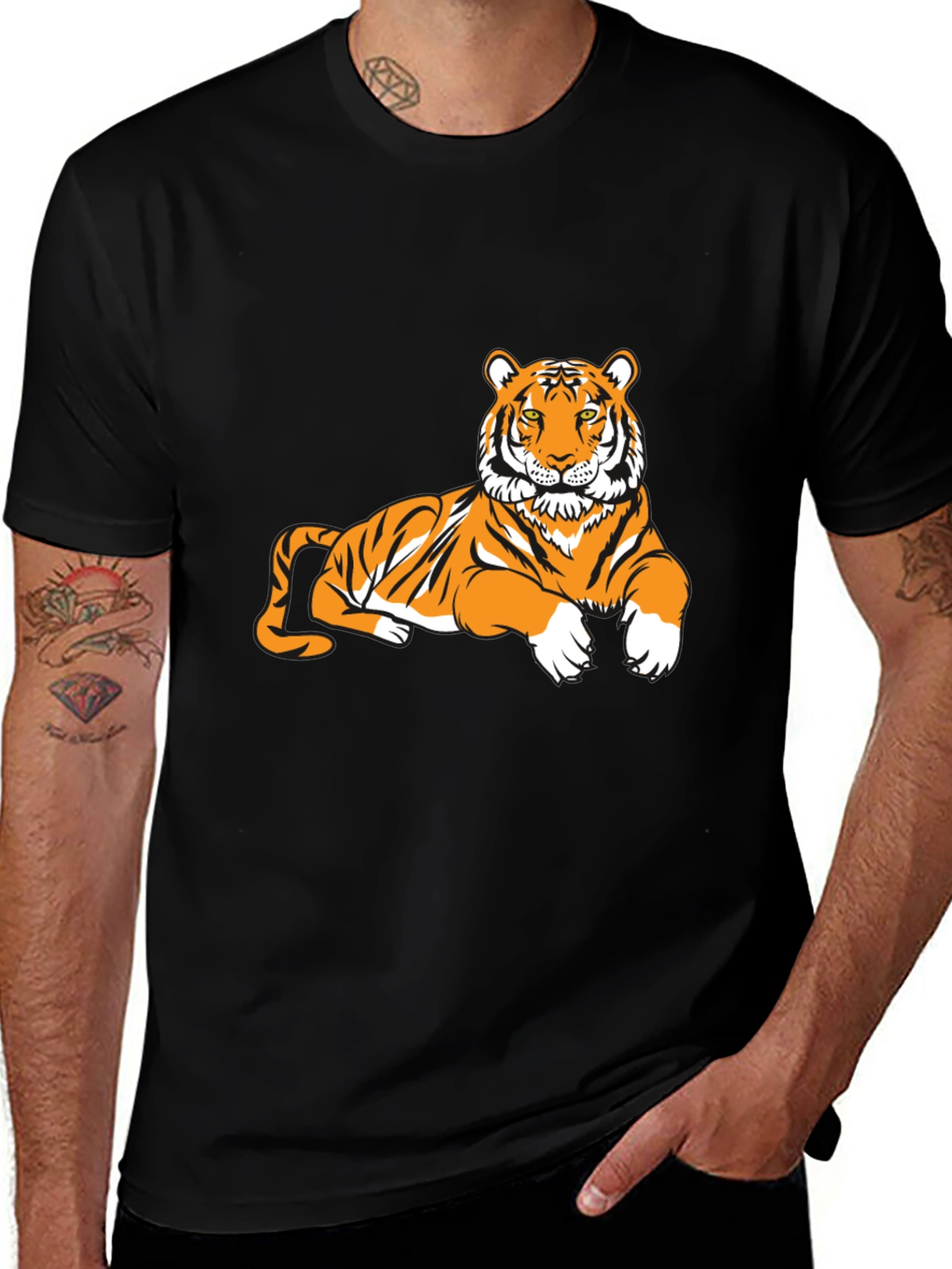 Tiger Graphic Tee - Black Short Sleeve T-Shirt