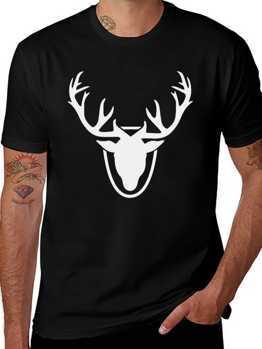 Stag Head Graphic Tee - Black Casual Shirt