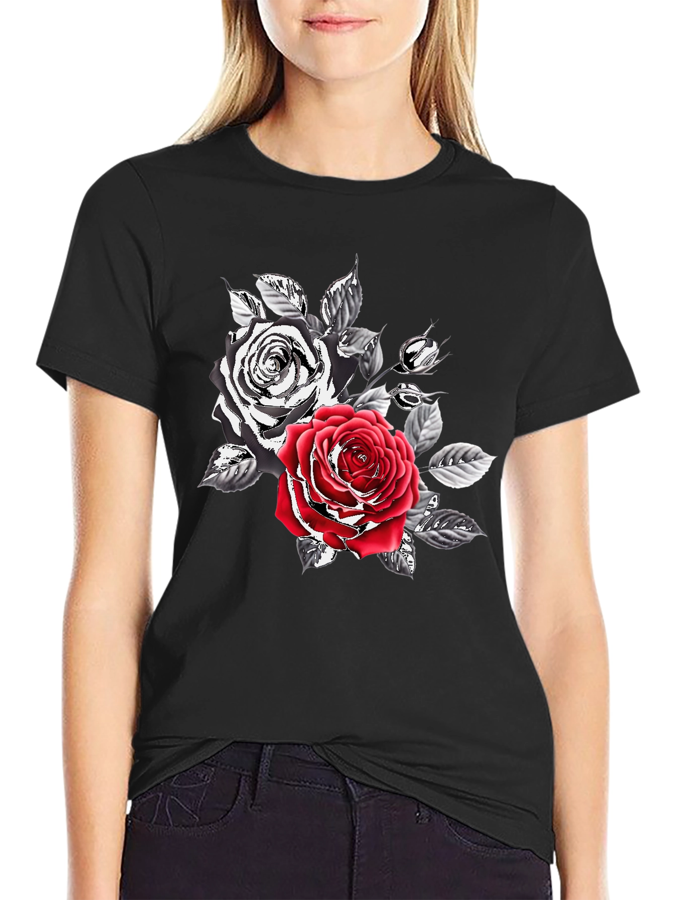Rose Graphic Print Mens T-Shirt