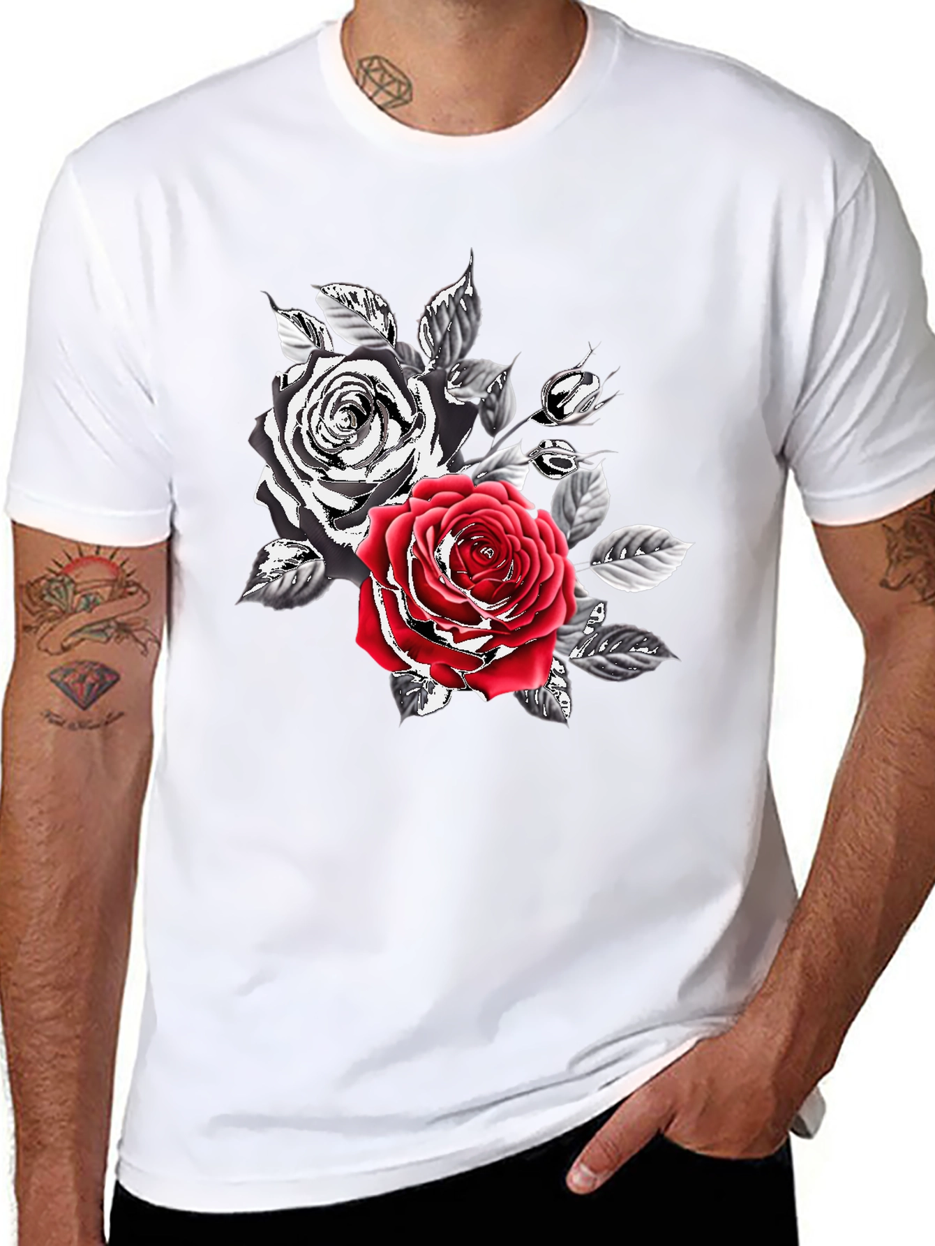 Rose Graphic Print Mens T-Shirt