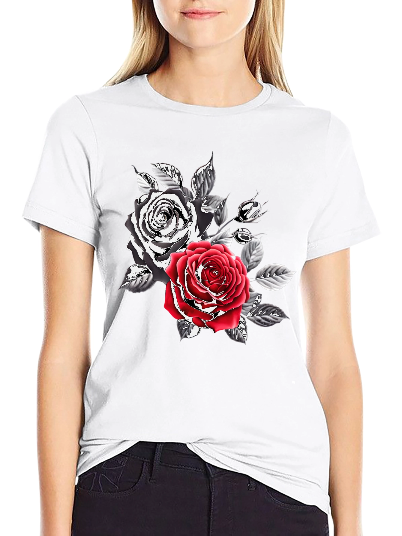 Rose Graphic Print Mens T-Shirt