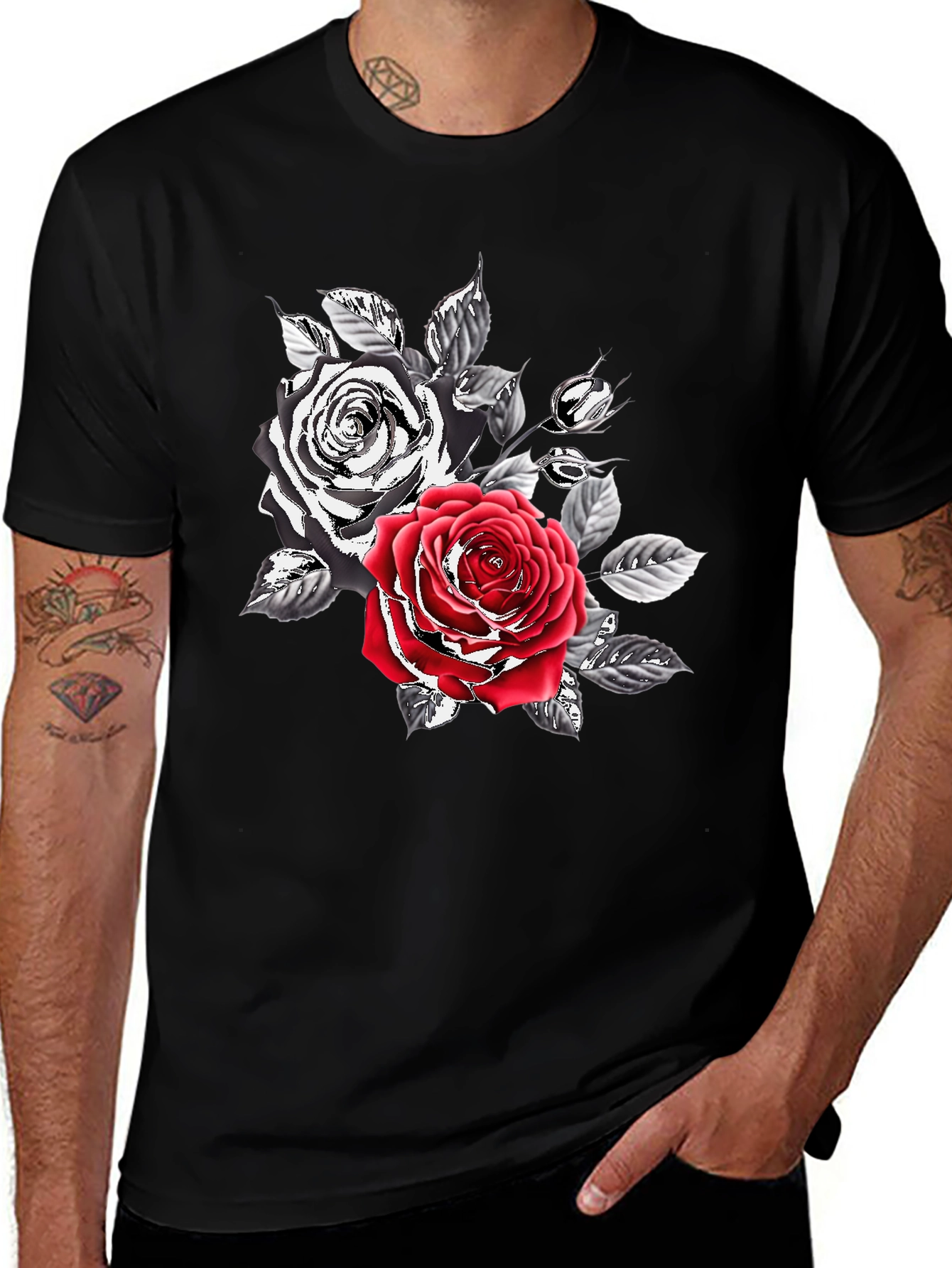 Rose Graphic Print Mens T-Shirt