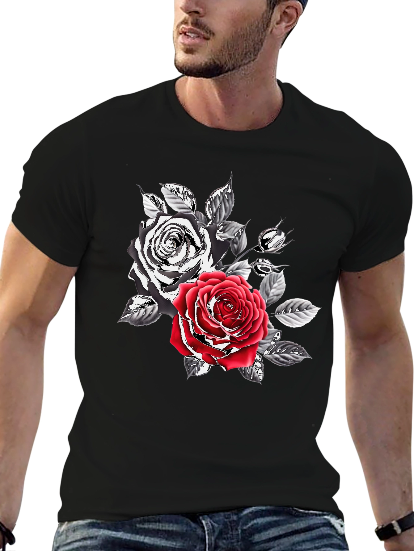 Rose Graphic Print Mens T-Shirt
