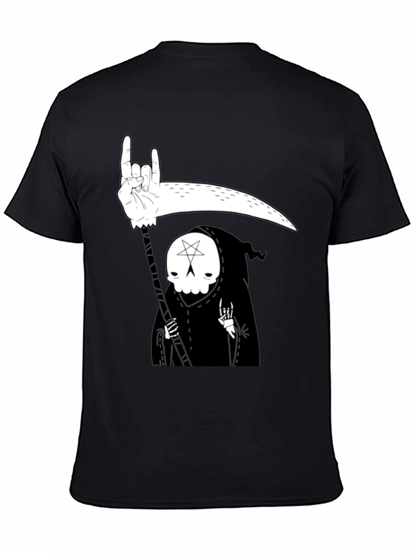 Grim Reaper Rock On Graphic Tee - Black