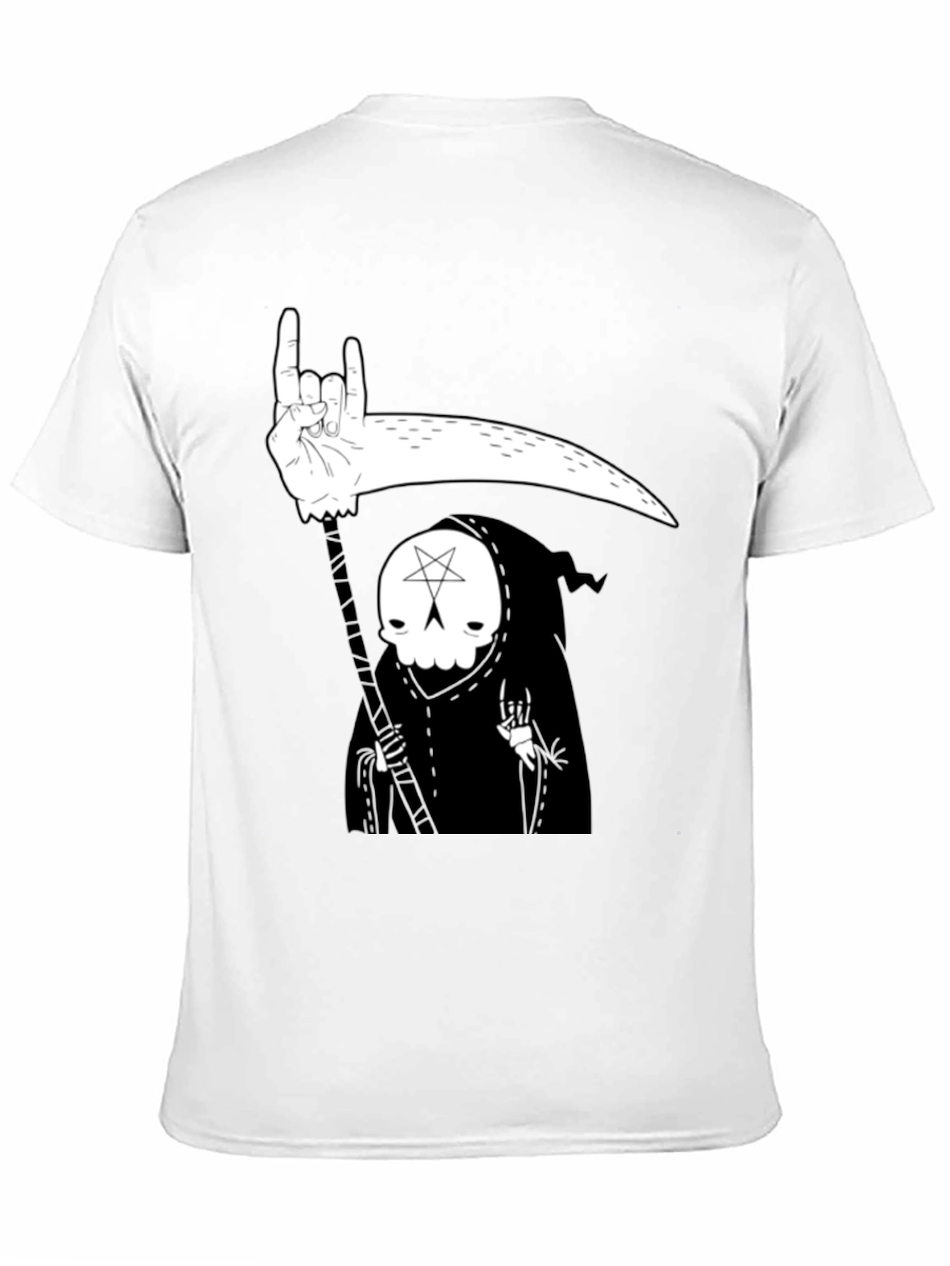 Grim Reaper Rock On Graphic Tee - Black