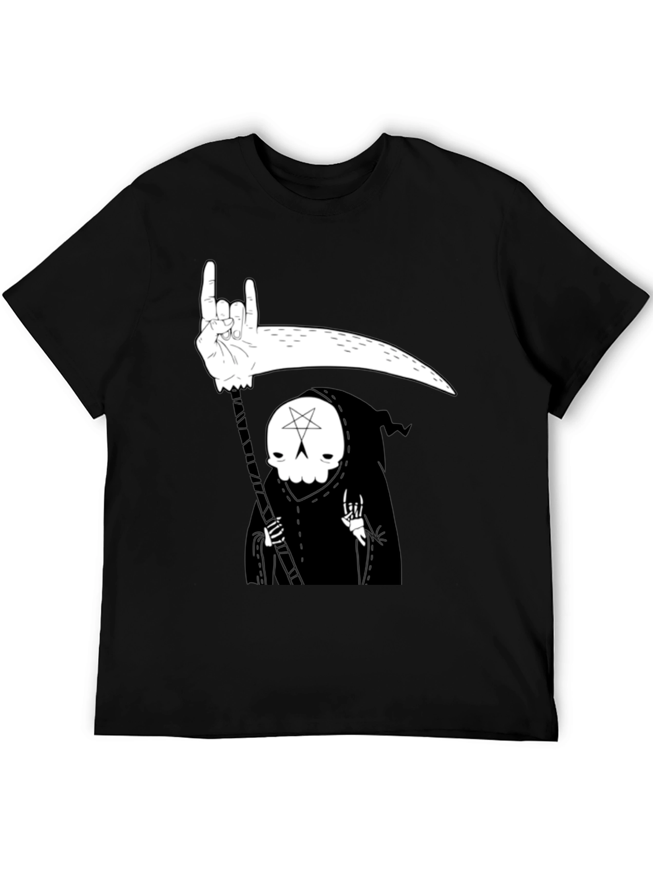 Grim Reaper Rock On Graphic Tee - Black