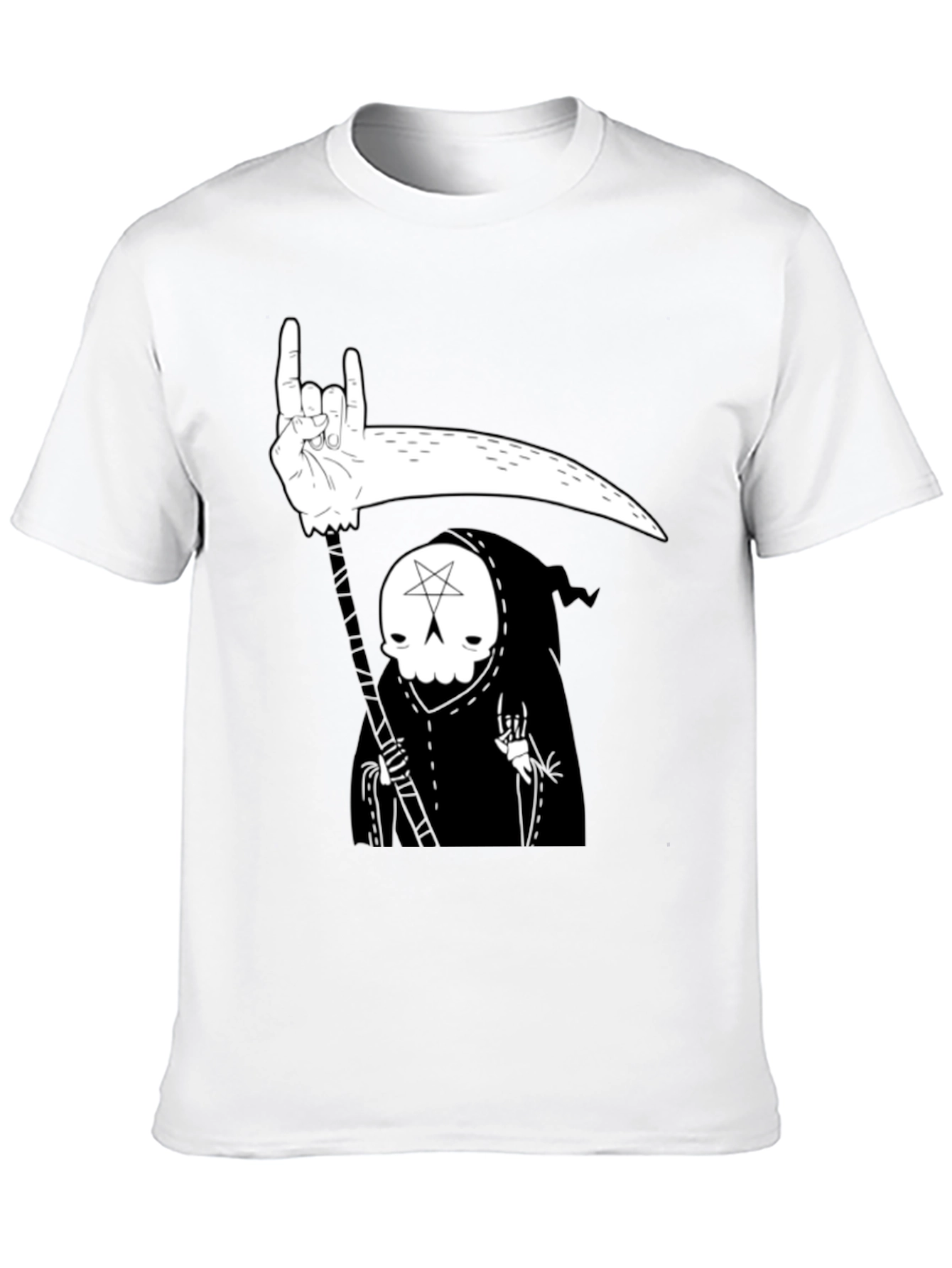 Grim Reaper Rock On Graphic Tee - Black