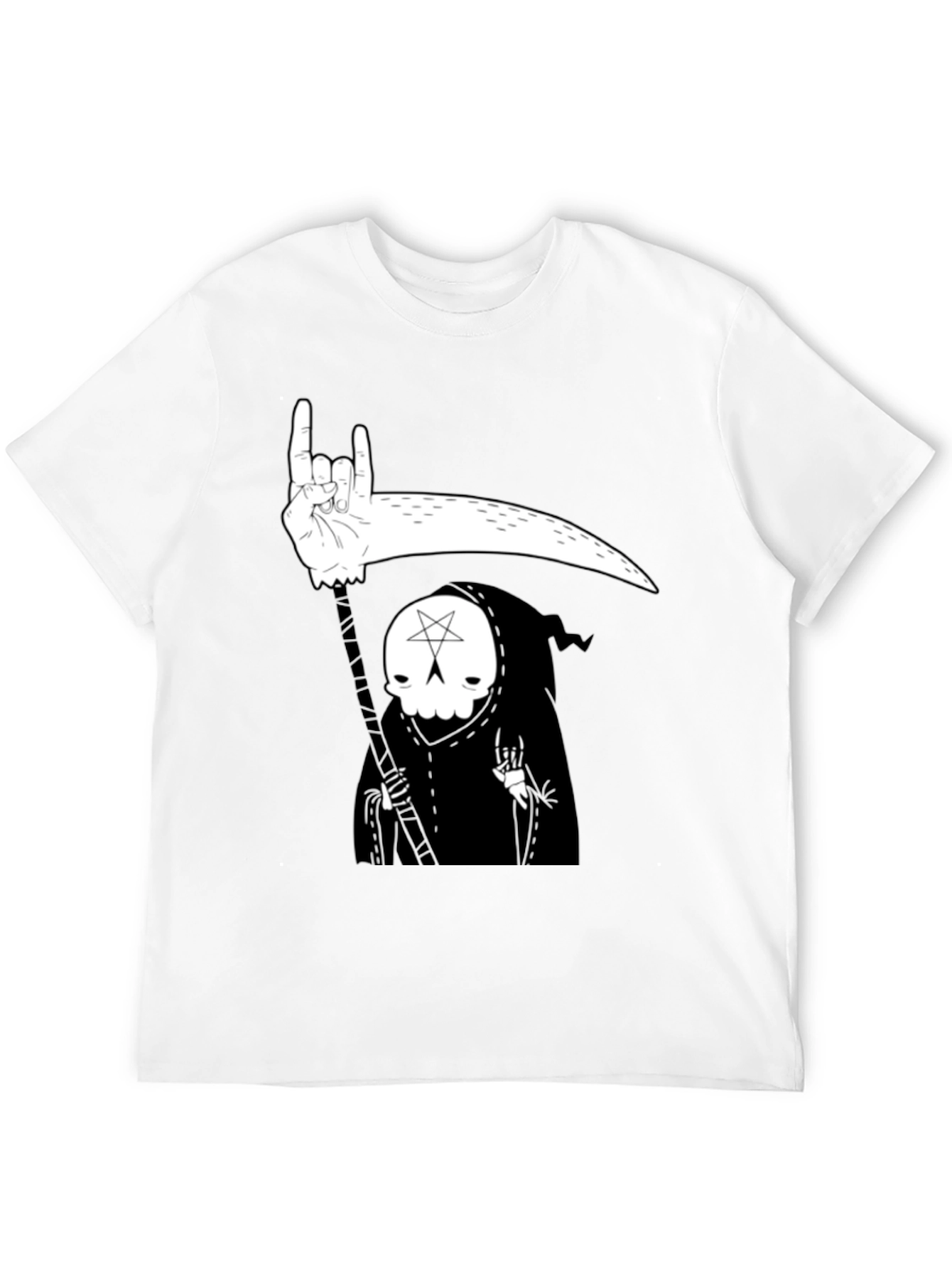 Grim Reaper Rock On Graphic Tee - Black