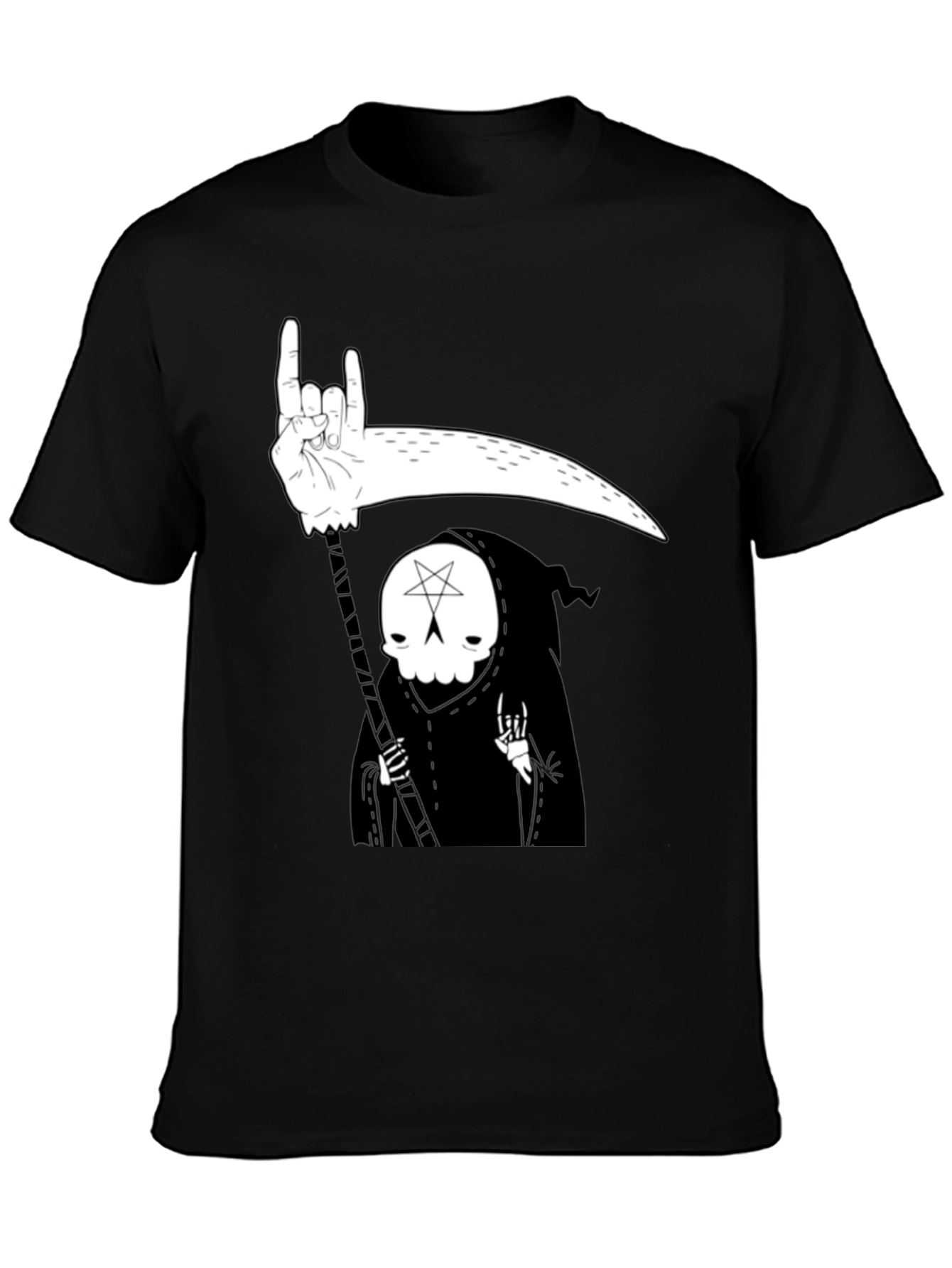 Grim Reaper Rock On Graphic Tee - Black