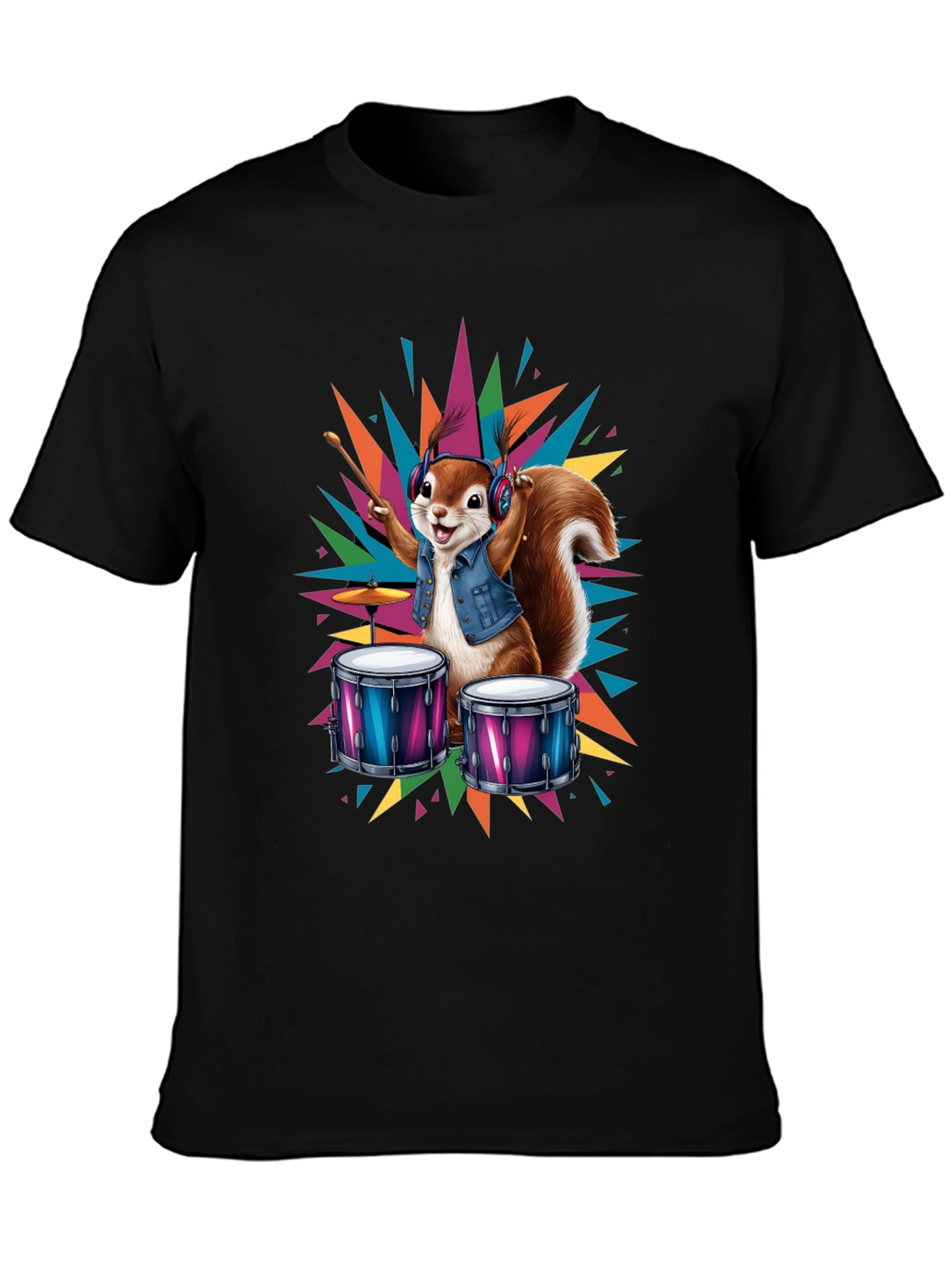Squirrel Drummer T-Shirt - Cool Animal Design