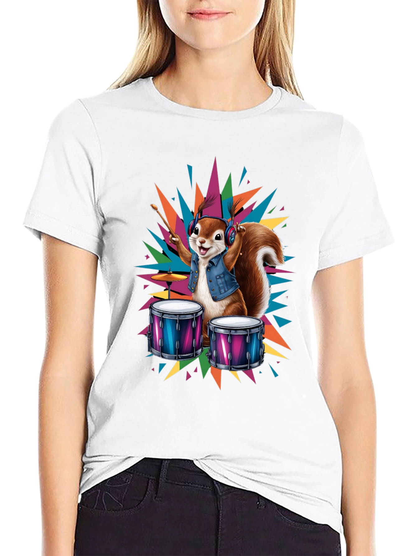 Squirrel Drummer T-Shirt - Cool Animal Design