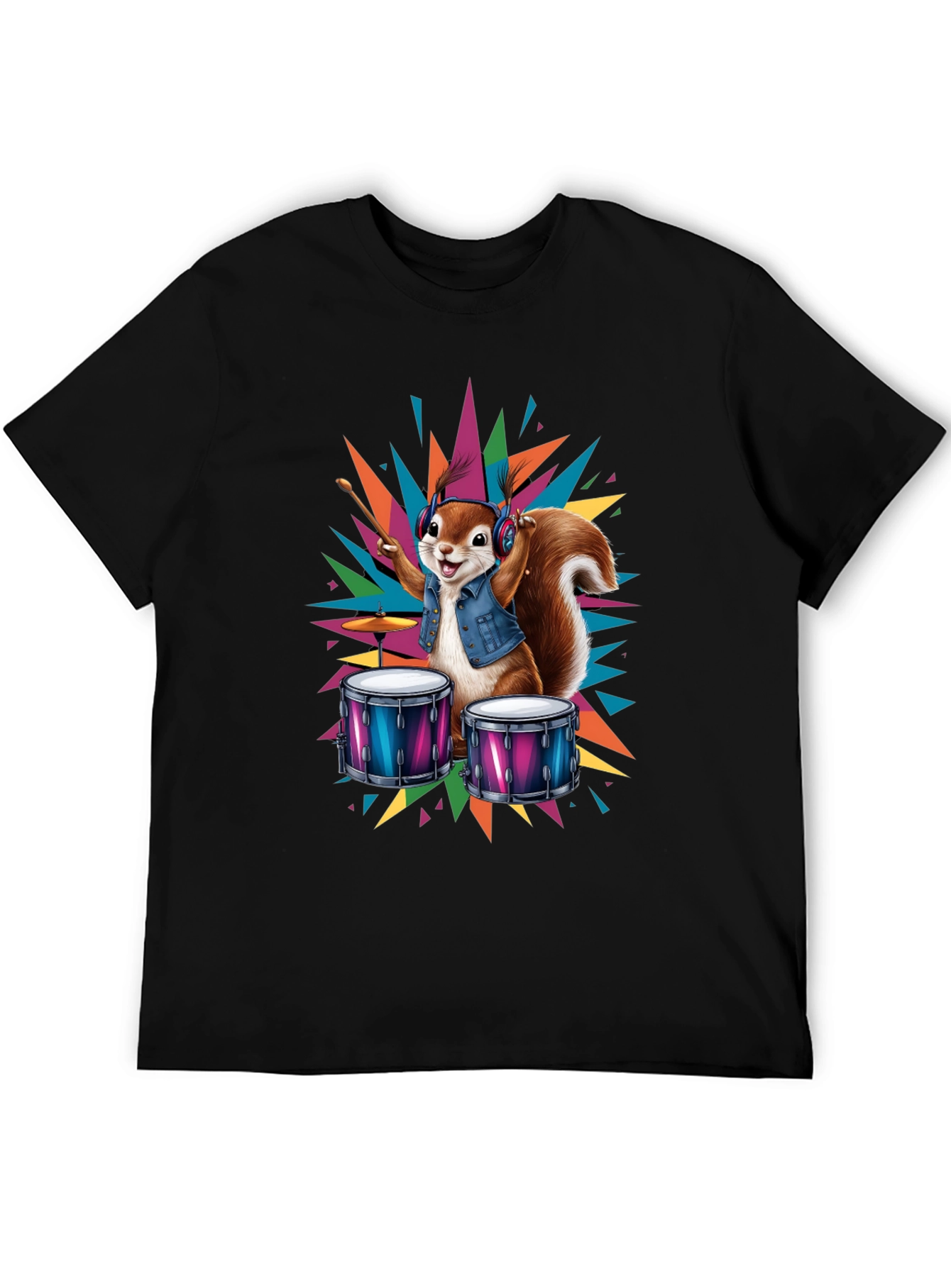 Squirrel Drummer T-Shirt - Cool Animal Design