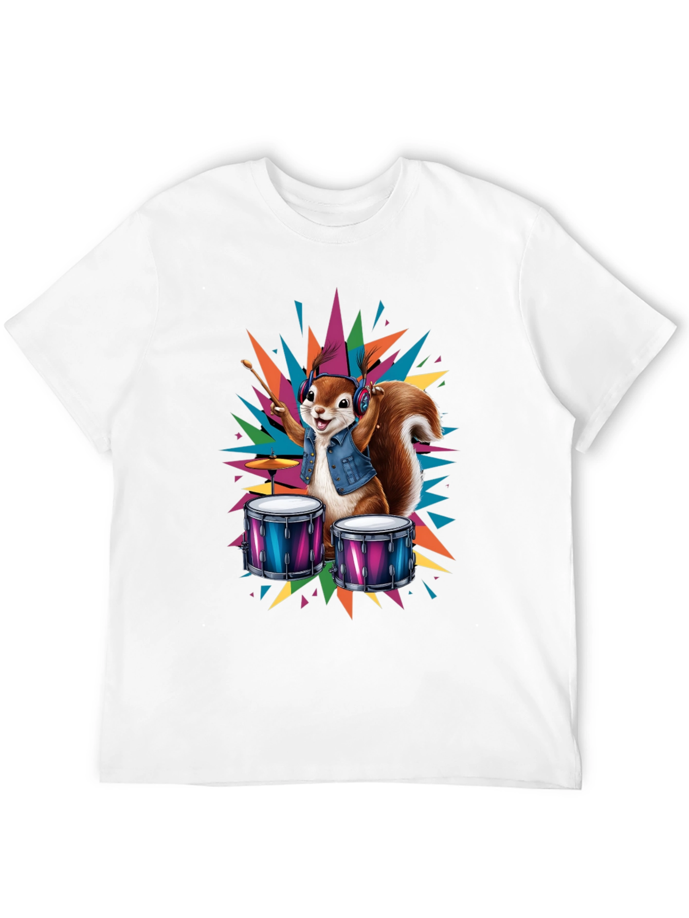 Squirrel Drummer T-Shirt - Cool Animal Design