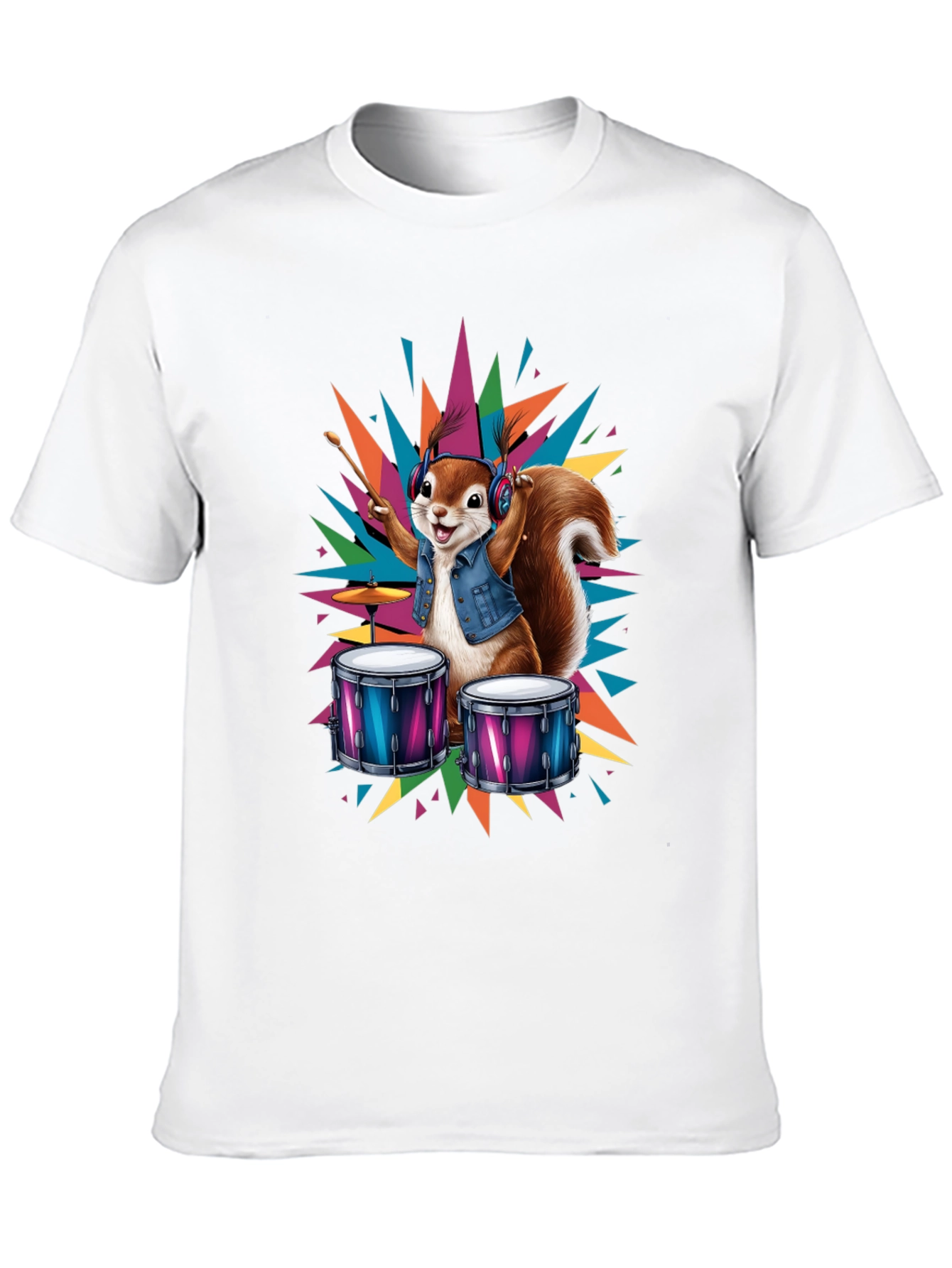Squirrel Drummer T-Shirt - Cool Animal Design