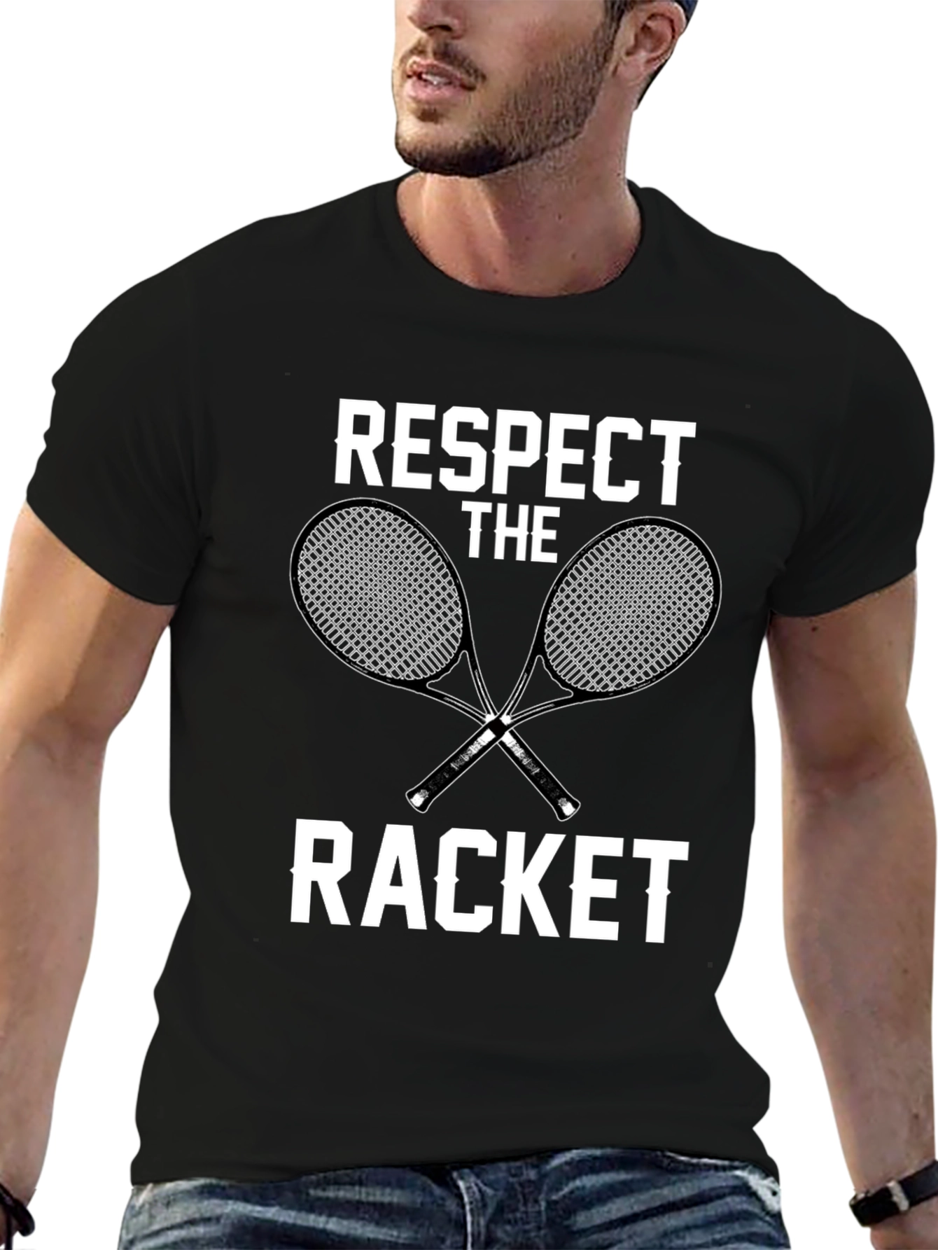 Respect The Racket Black Graphic T-Shirt