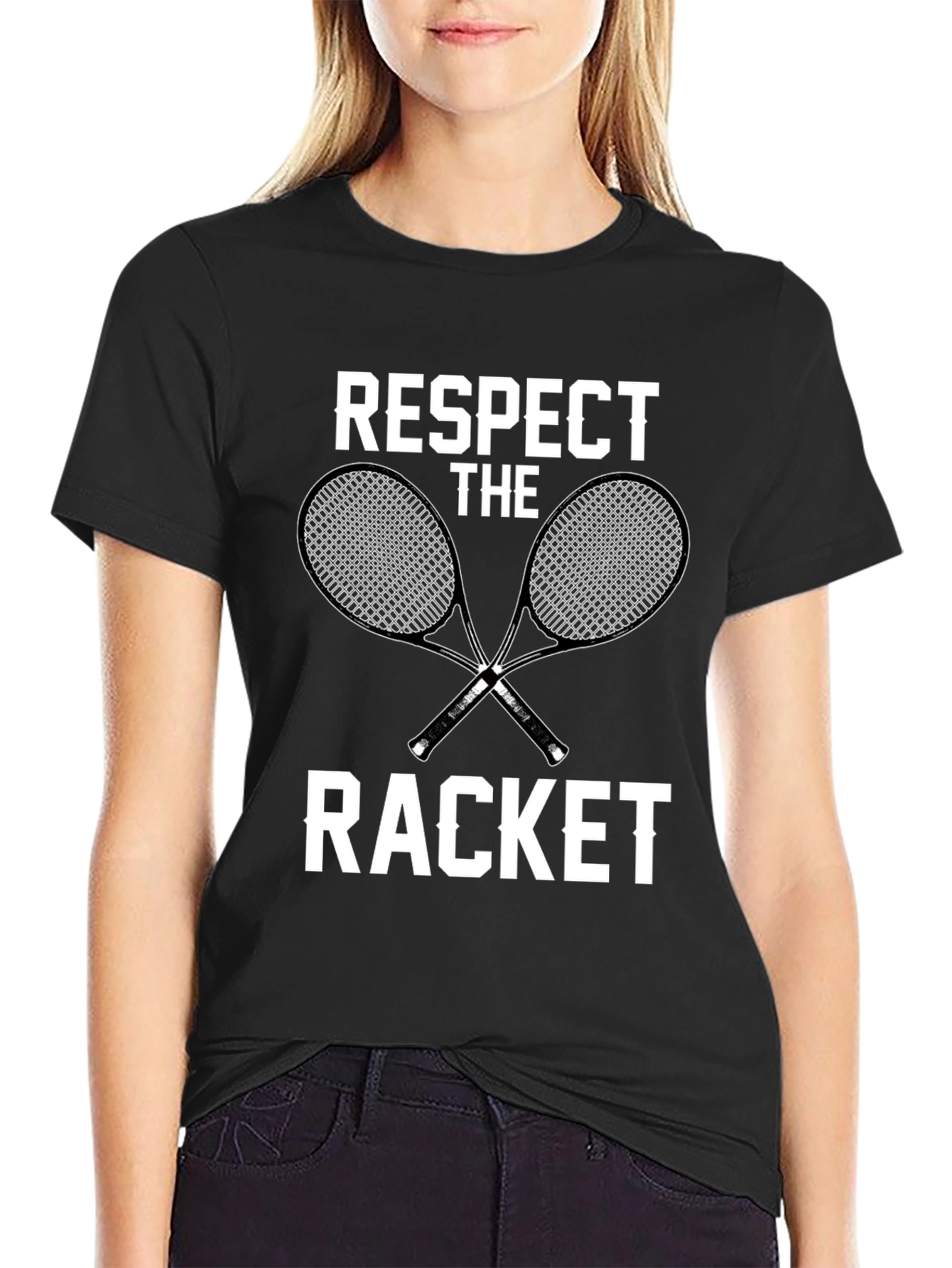 Respect The Racket Black Graphic T-Shirt