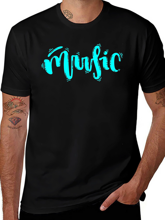 Music Graphic Print T-Shirt - Black