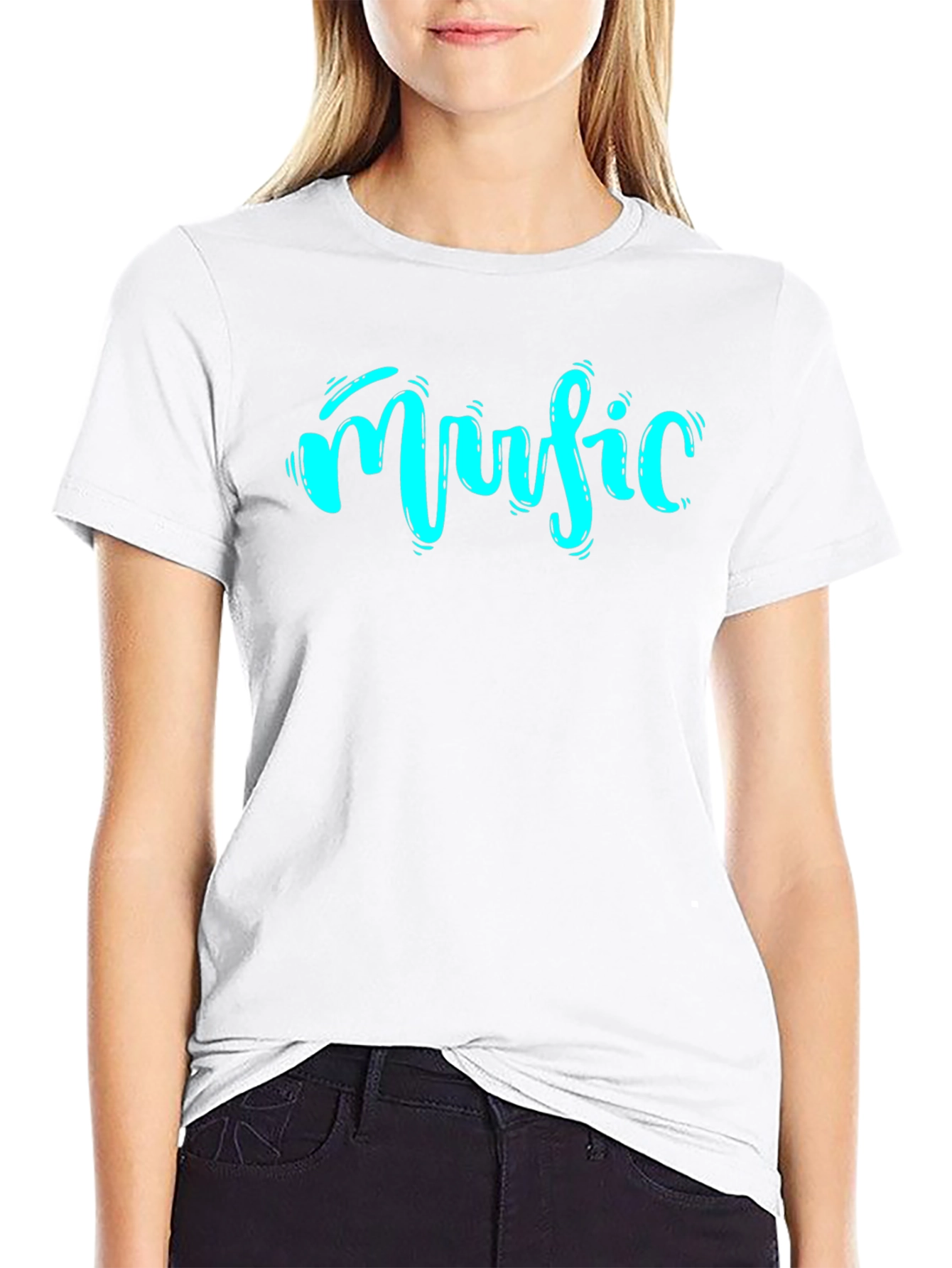 Music Graphic Print T-Shirt - Black