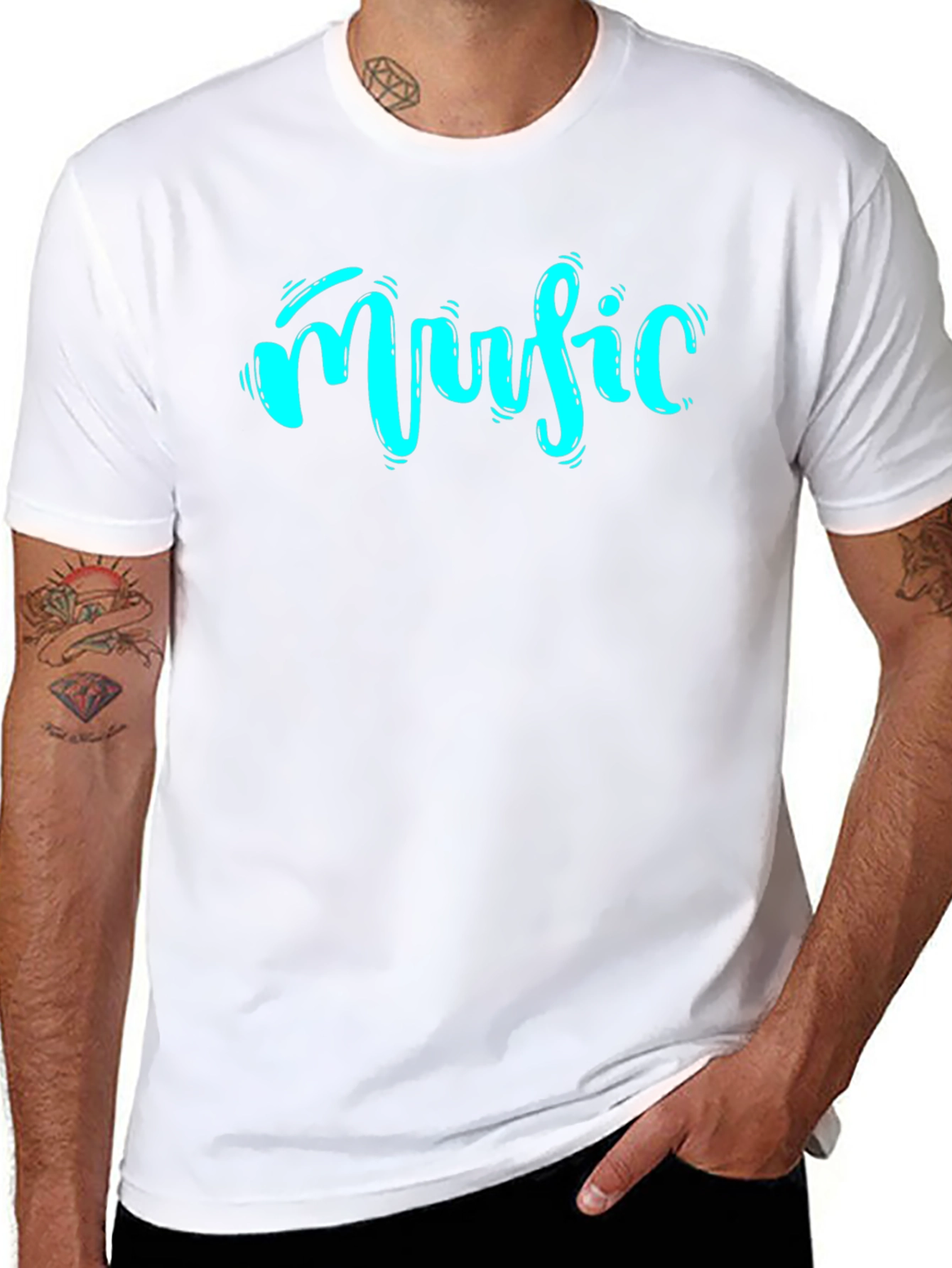 Music Graphic Print T-Shirt - Black
