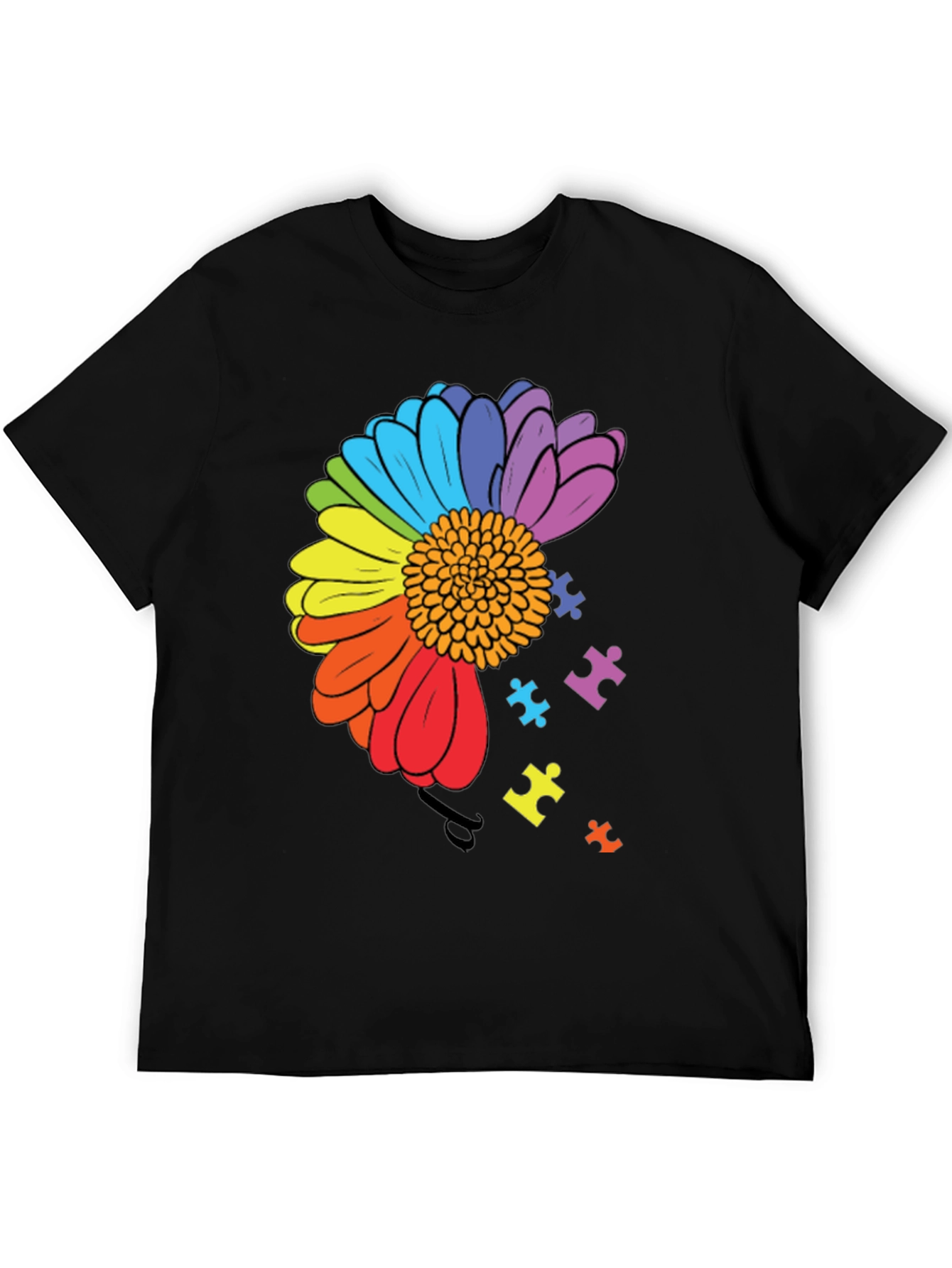 Autism Awareness Rainbow Flower Puzzle T-Shirt