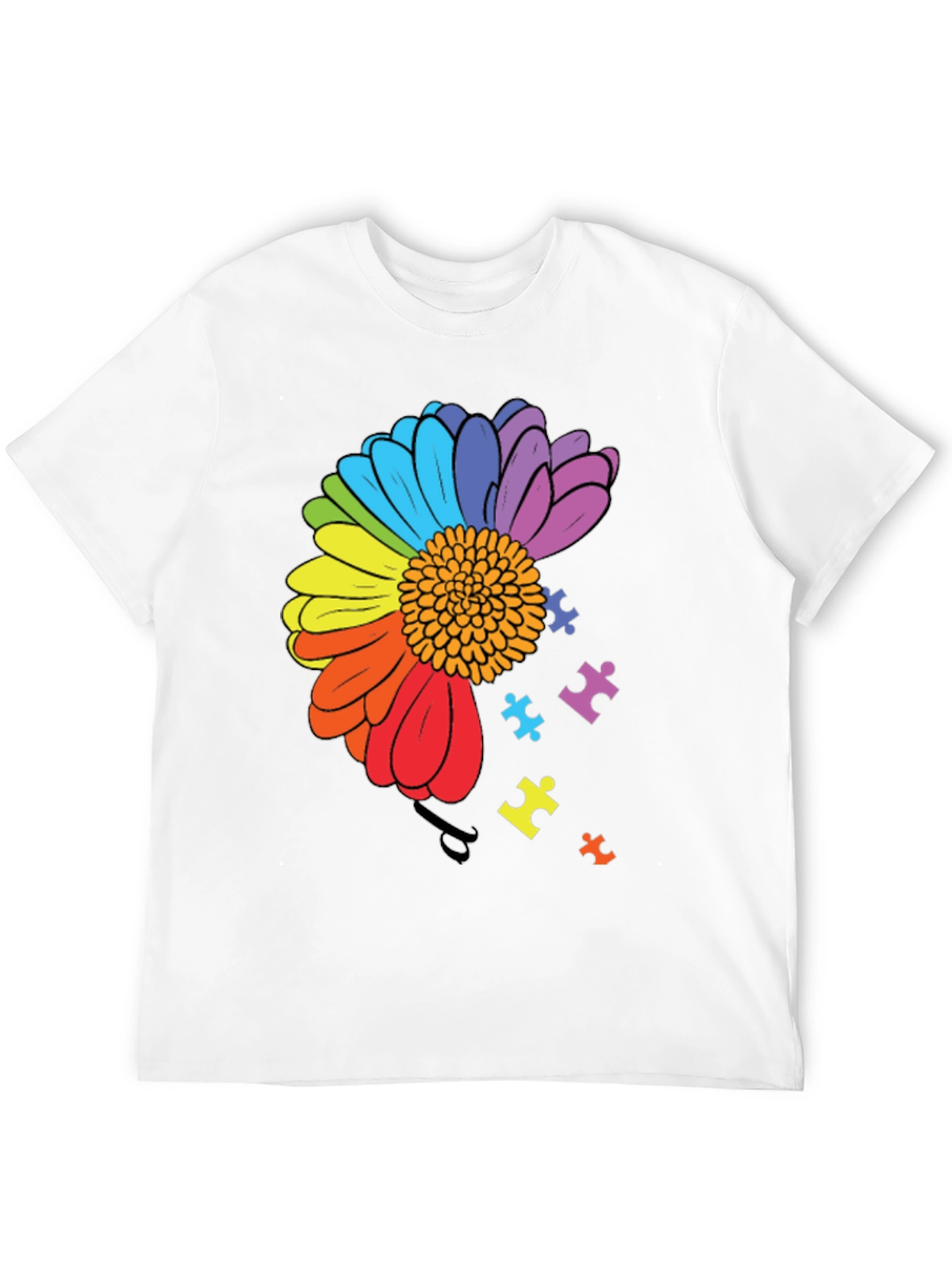 Autism Awareness Rainbow Flower Puzzle T-Shirt