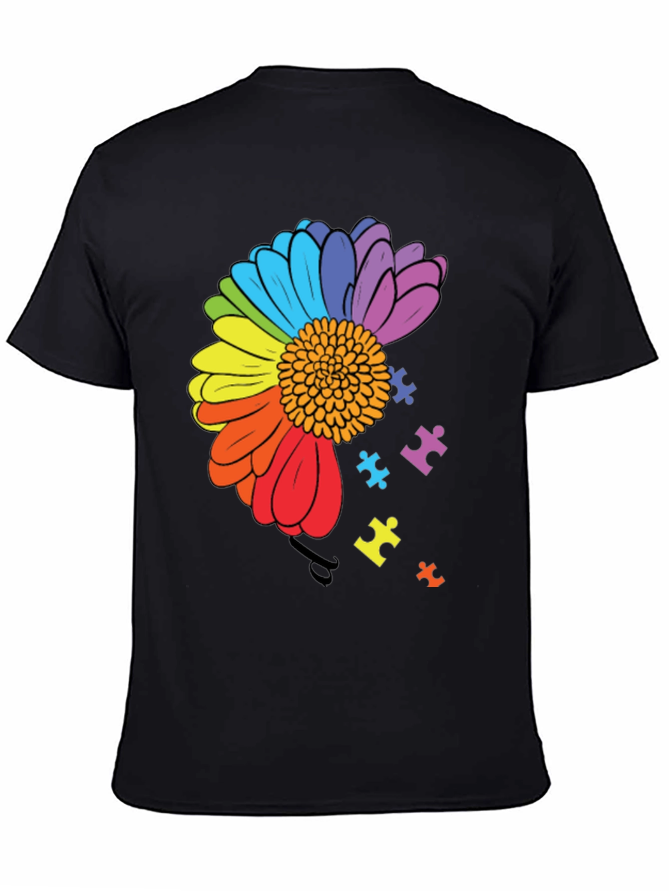 Autism Awareness Rainbow Flower Puzzle T-Shirt