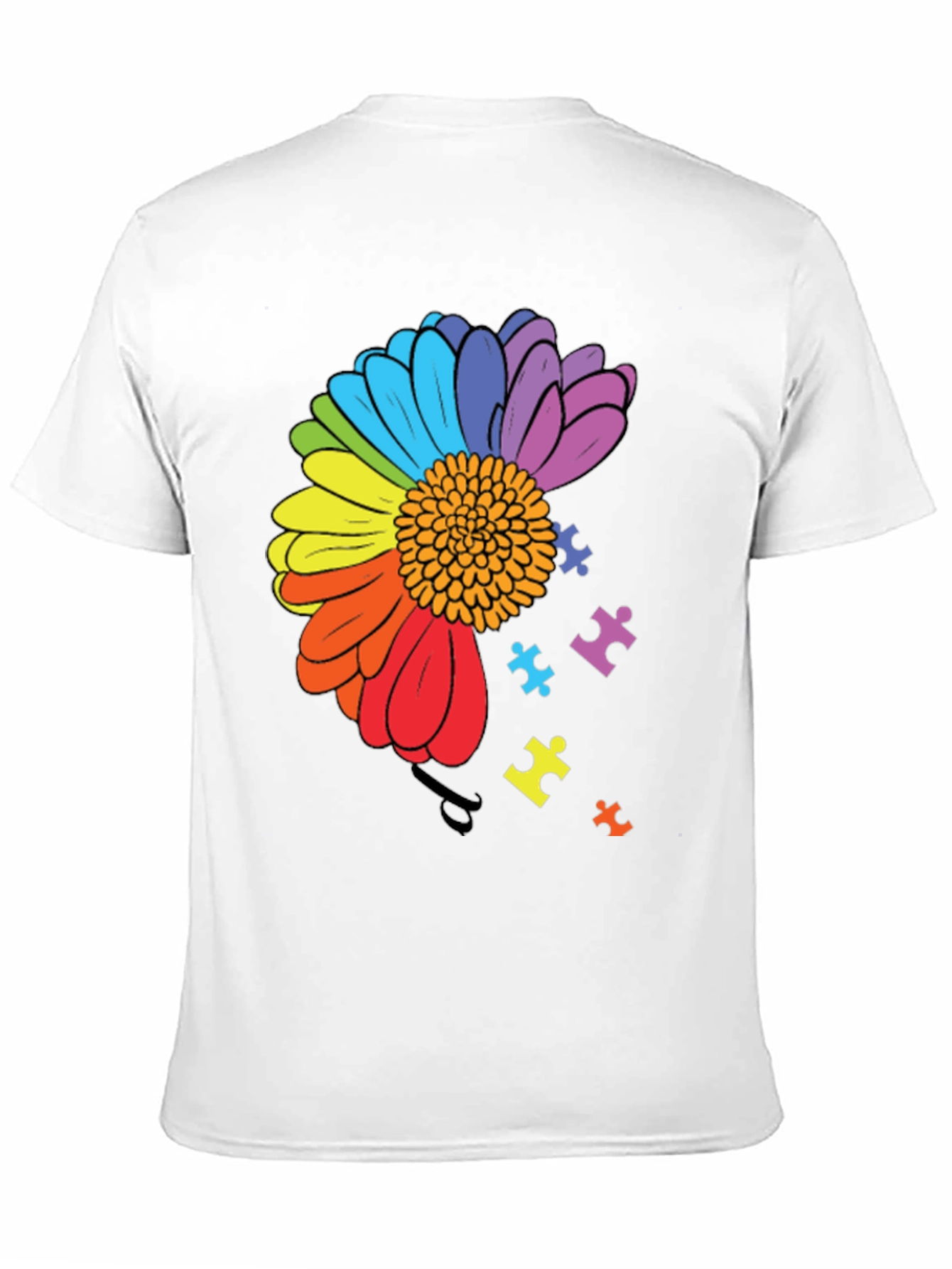 Autism Awareness Rainbow Flower Puzzle T-Shirt